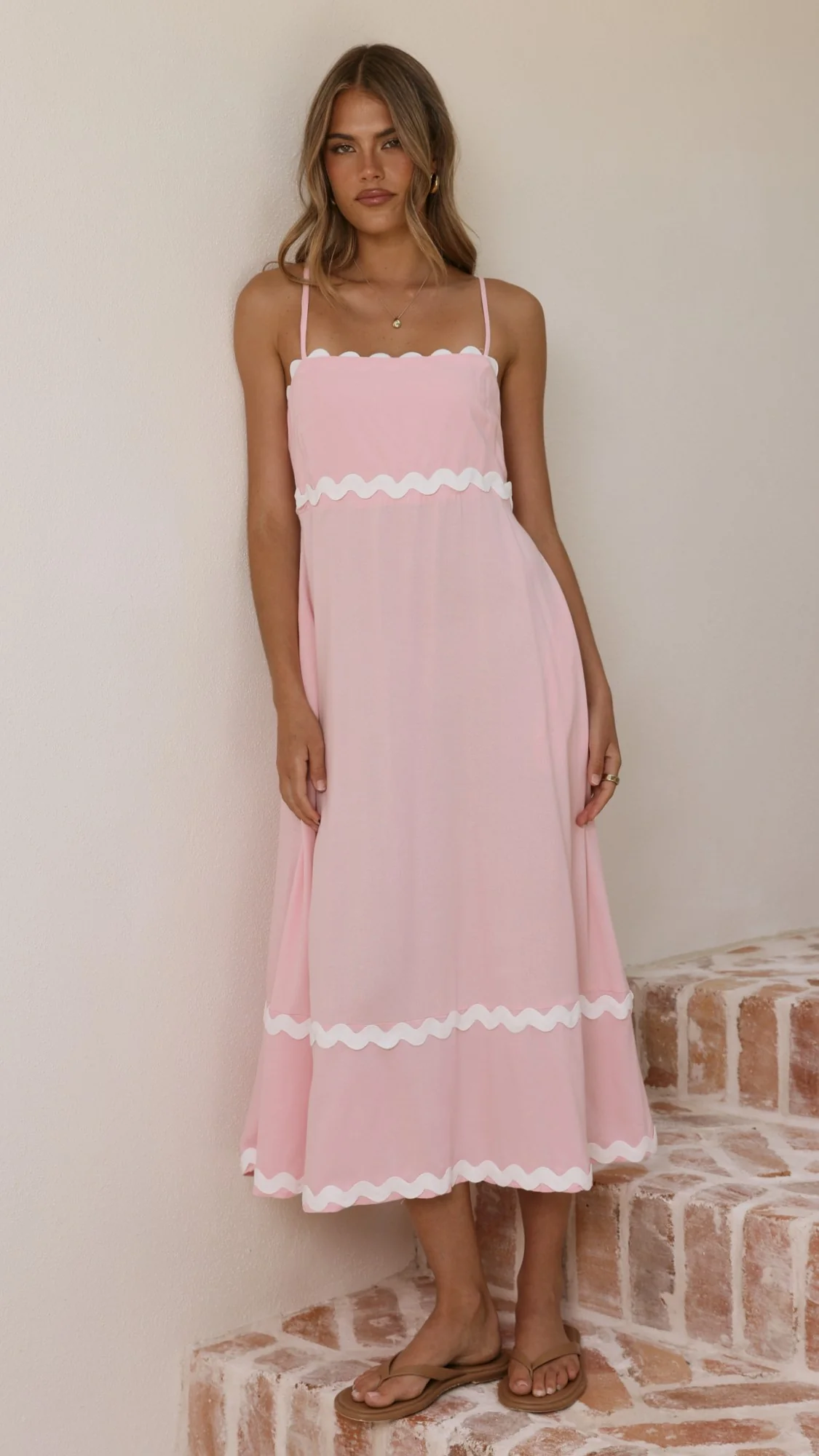 Seraphina Maxi Dress - Pink/White - Image 7