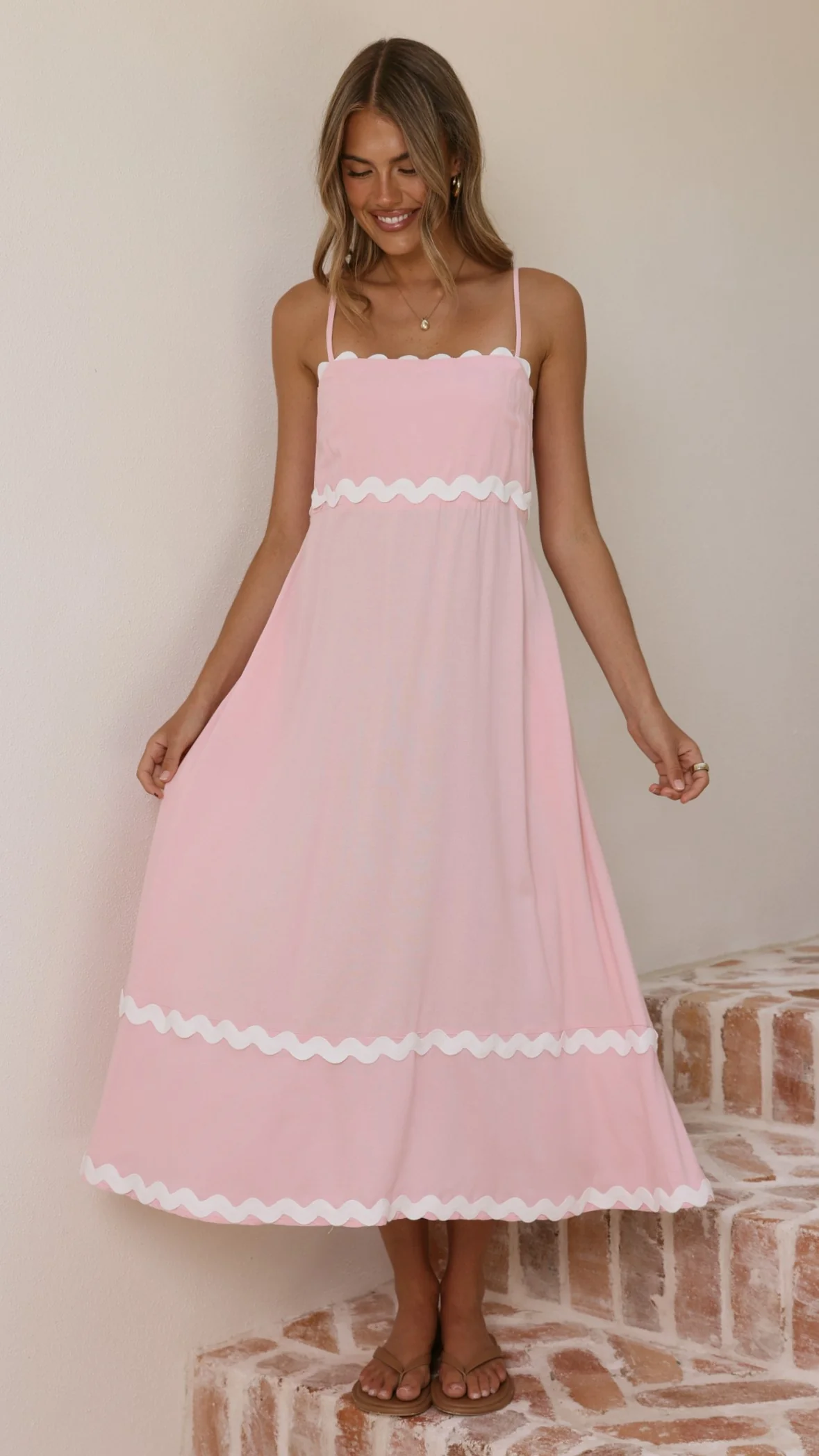 Seraphina Maxi Dress - Pink/White - Image 8