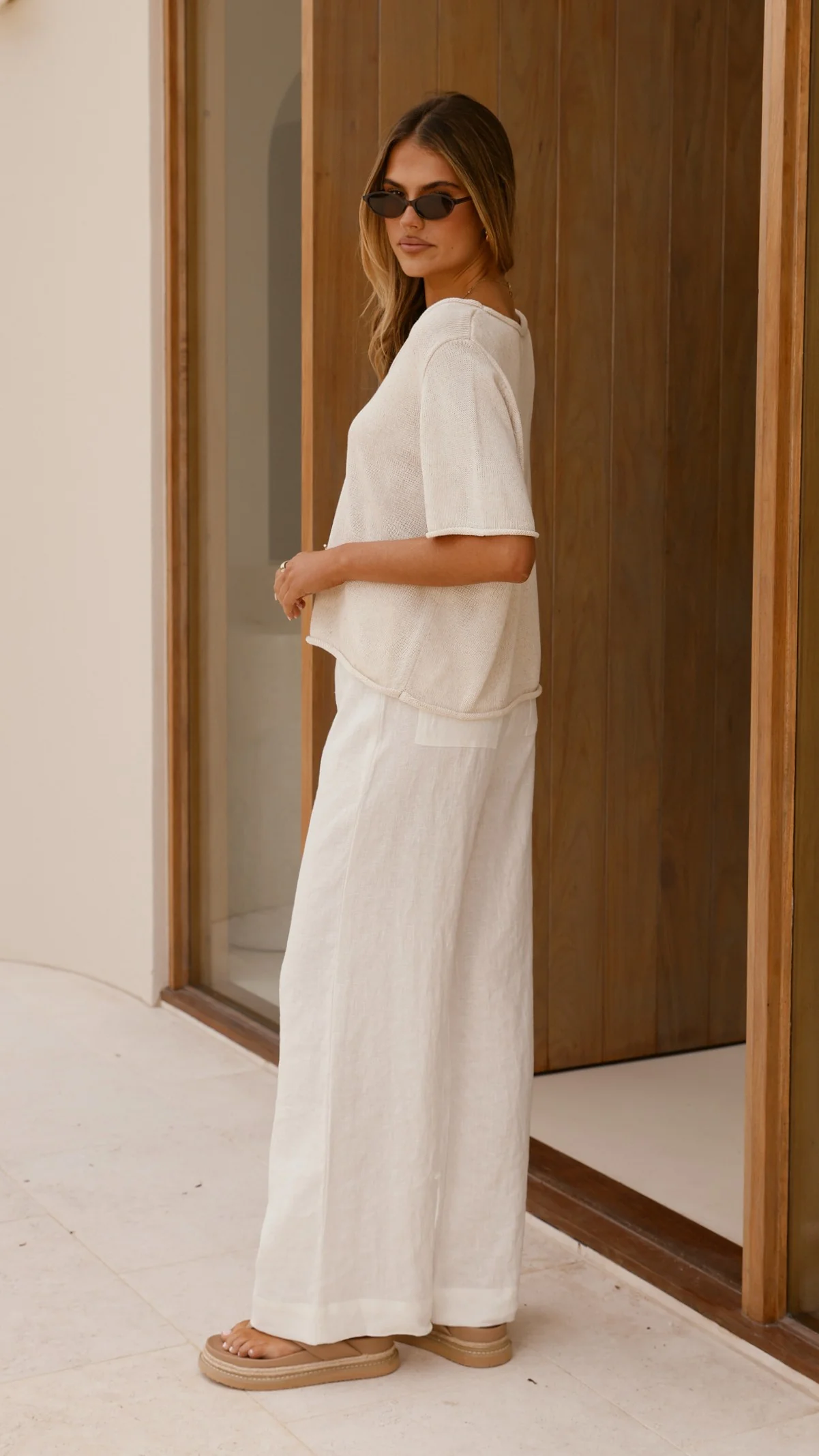 Spring Scoop Neck Tee - Natural - Image 3