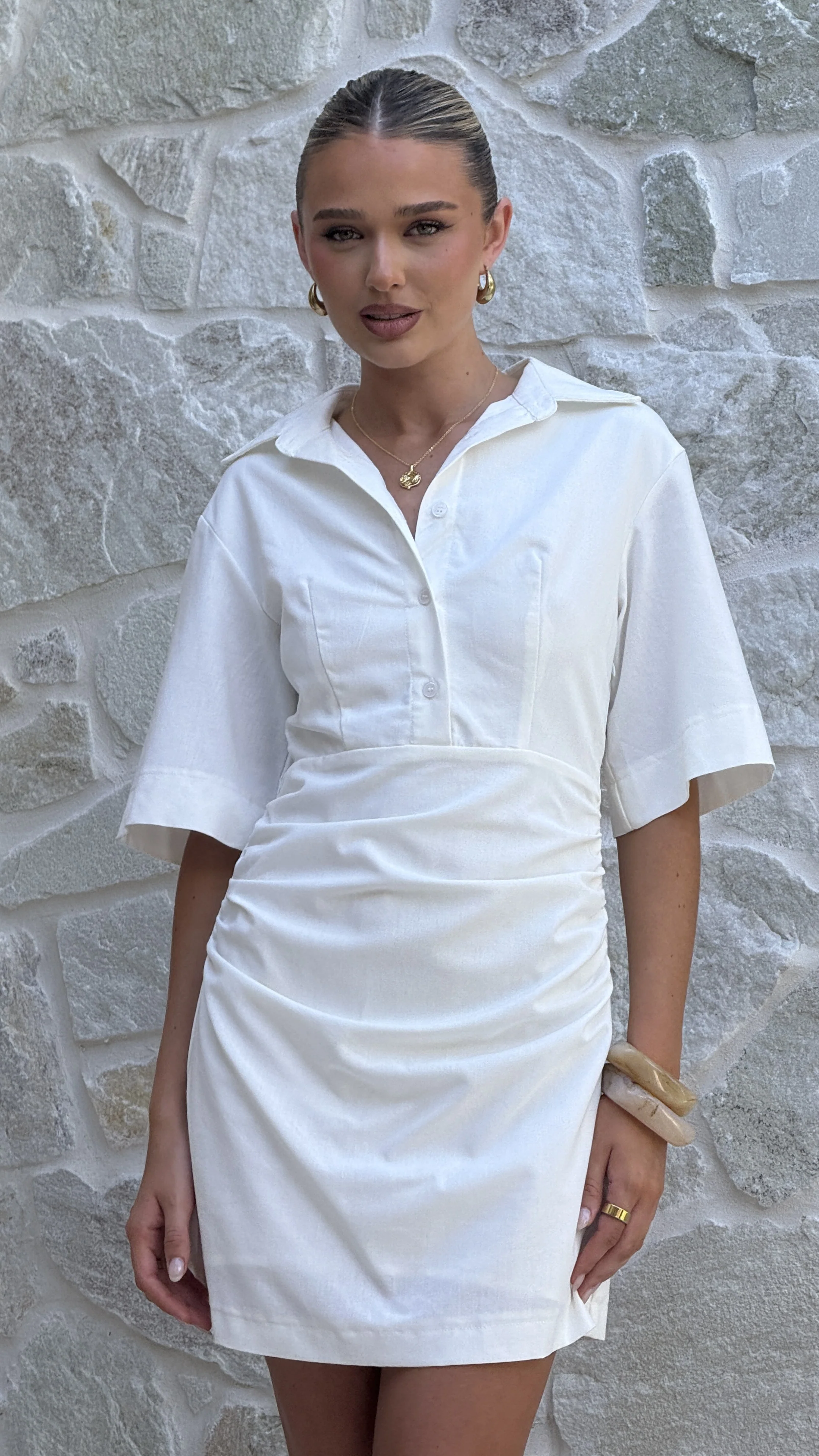 Sydney Mini Dress - White - Image 4
