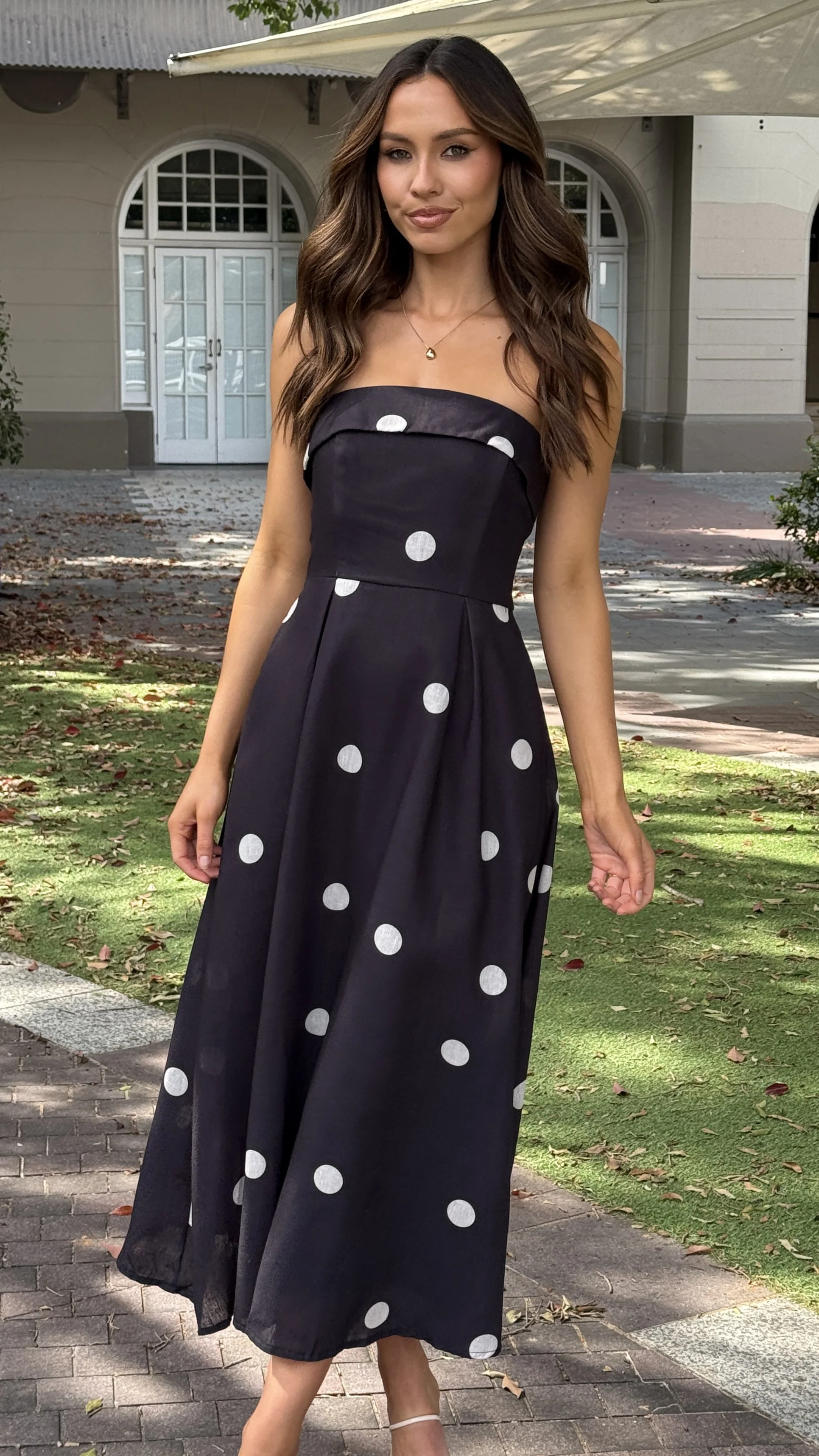 Tahlia Midi Dress - Black Polka Print - Image 8