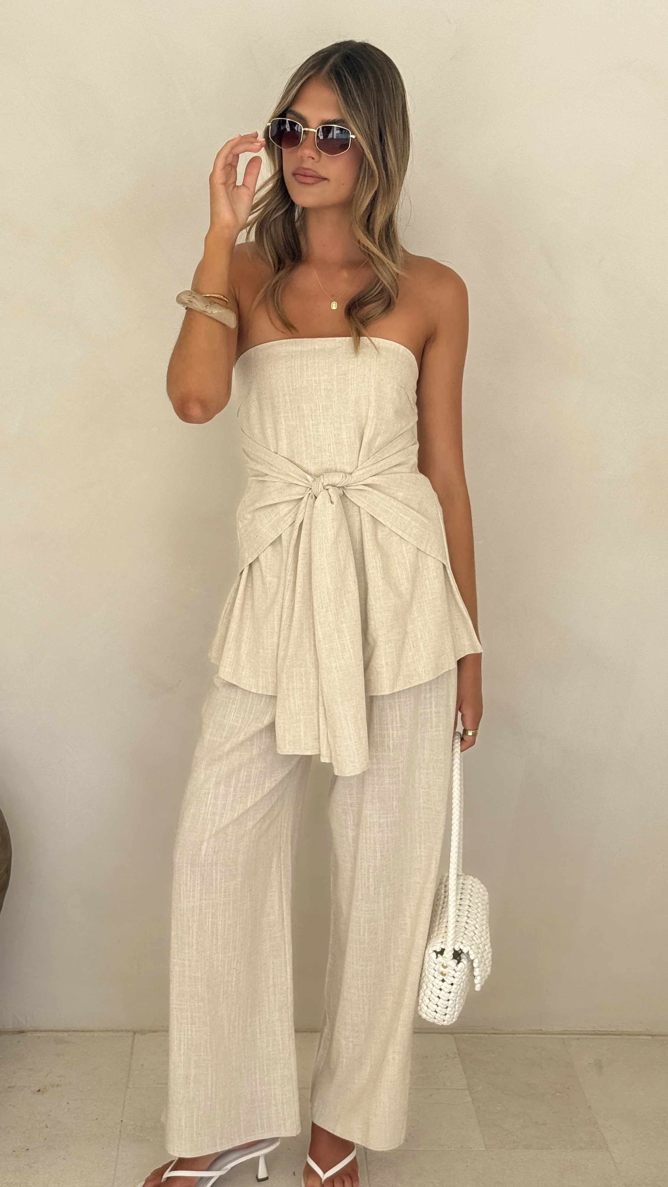 Talia Strapless Top and Pants Set - Oatmeal - Image 6