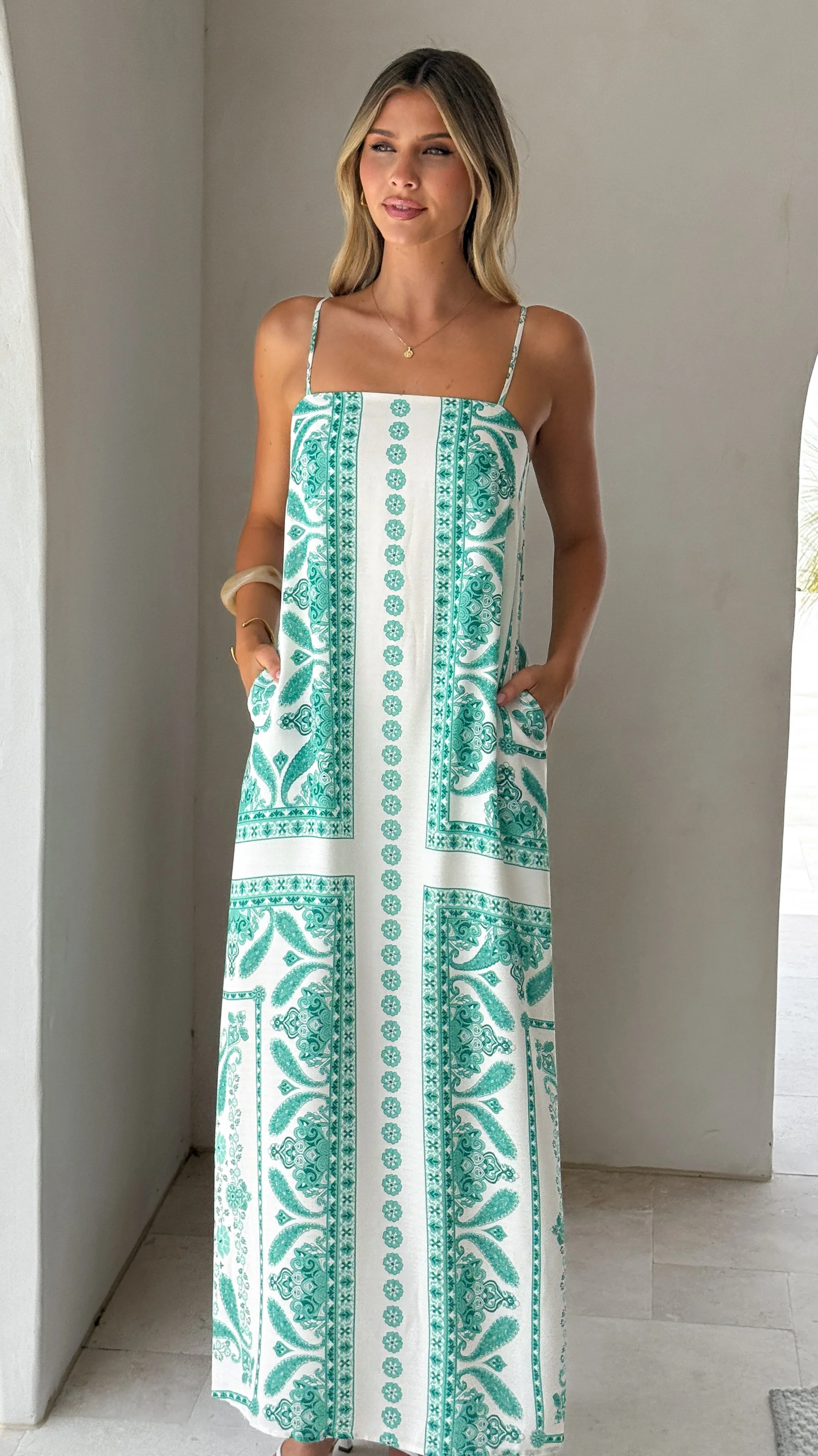 Talise Maxi Dress- Green Aztec - Image 4