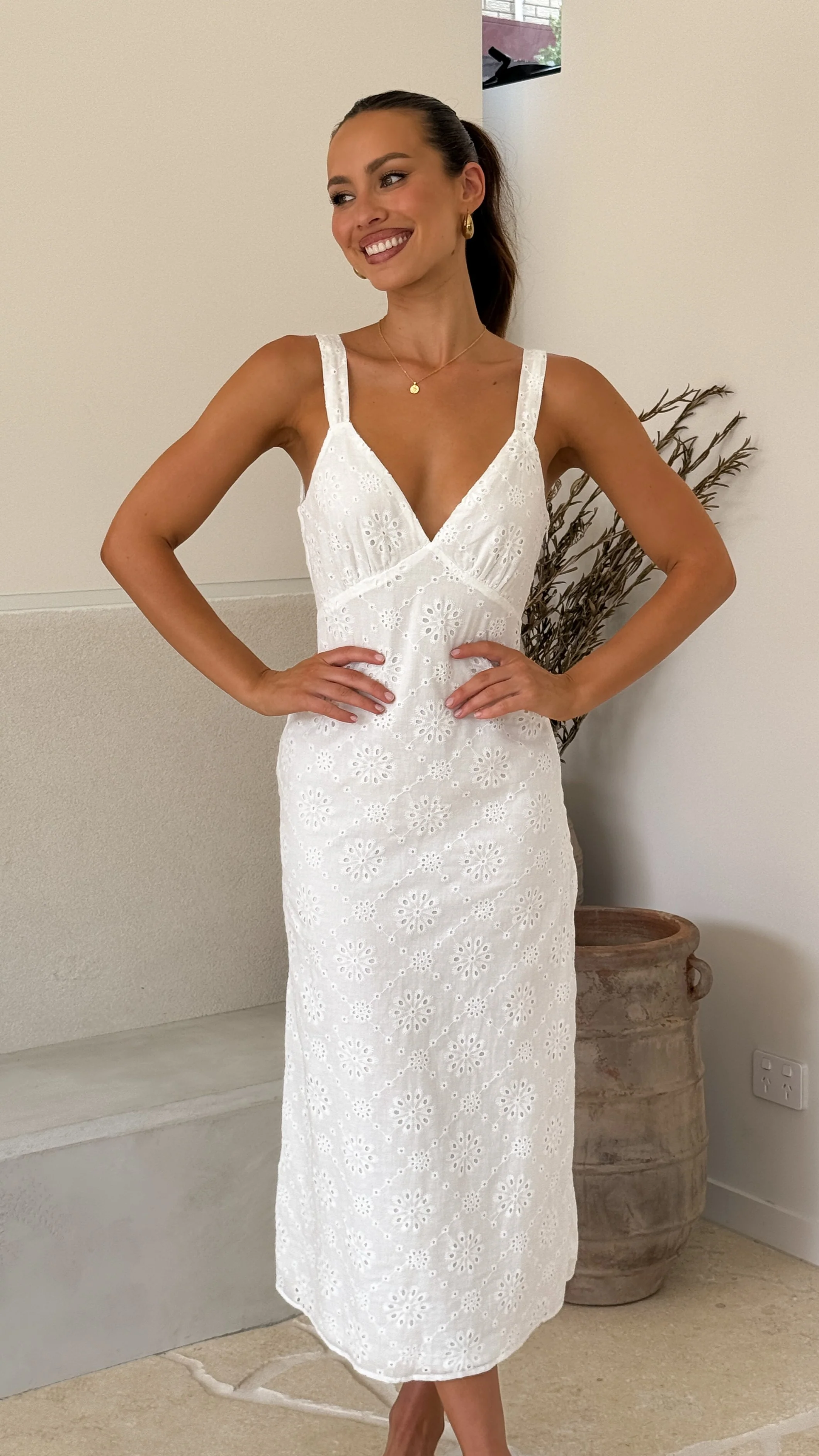 Tallulah Midi Dress - White - Image 5
