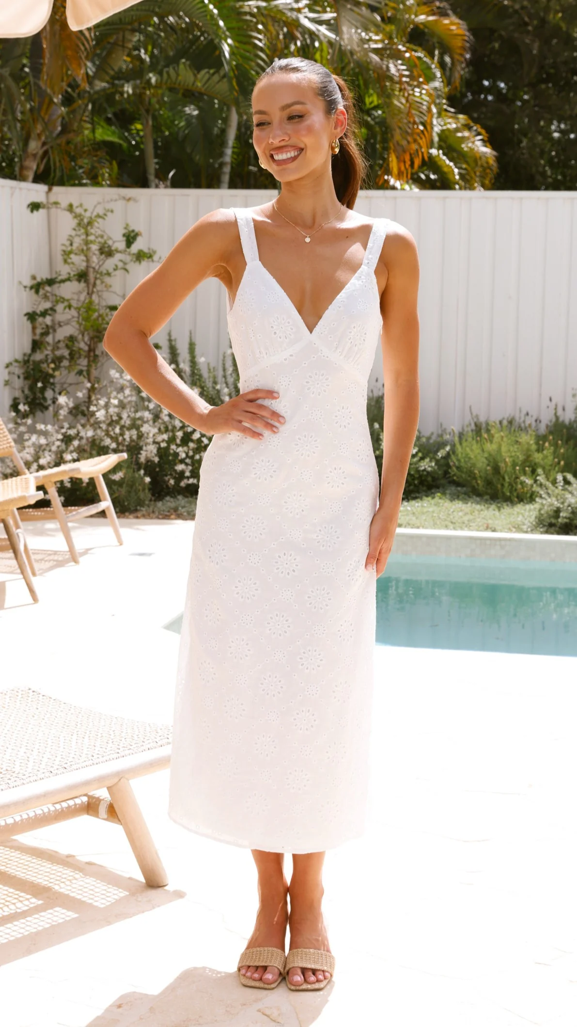 Tallulah Midi Dress - White - Image 8