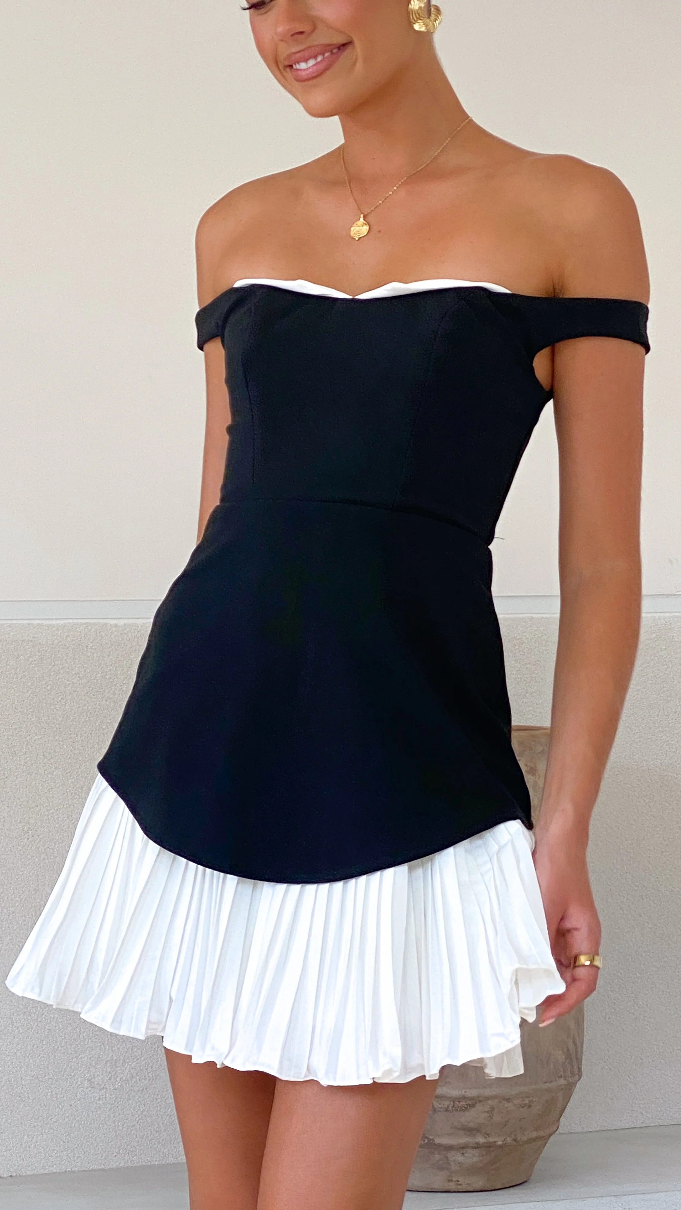 Talmai Mini Dress - Black / White - Image 5