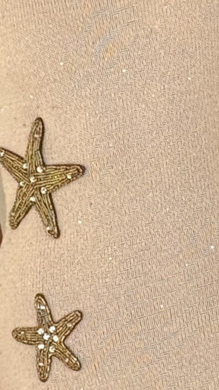 Tamasha Knit Maxi Dress - Beige / Gold Star - Image 8