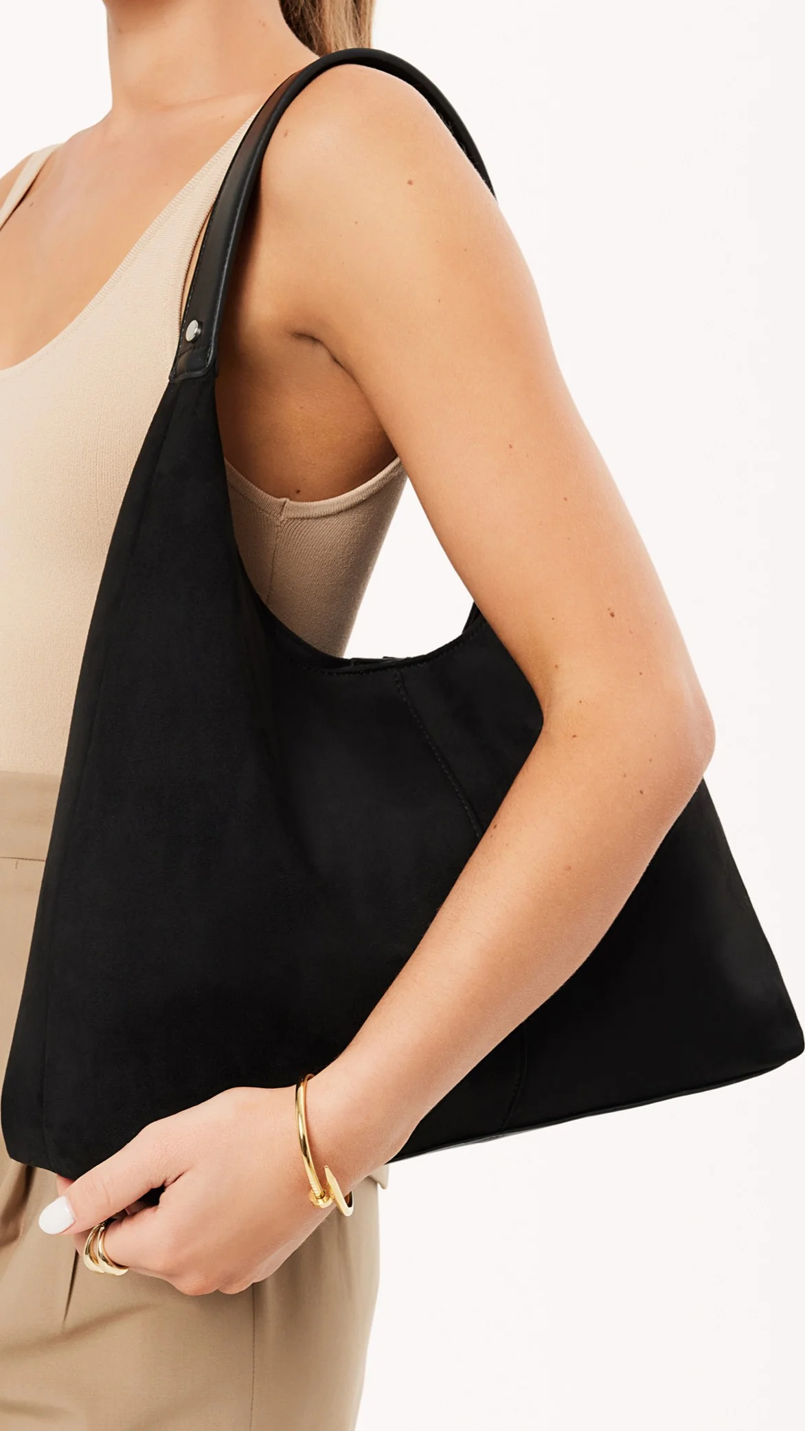 Tammy Shoulder Bag - Black Suede - Image 5