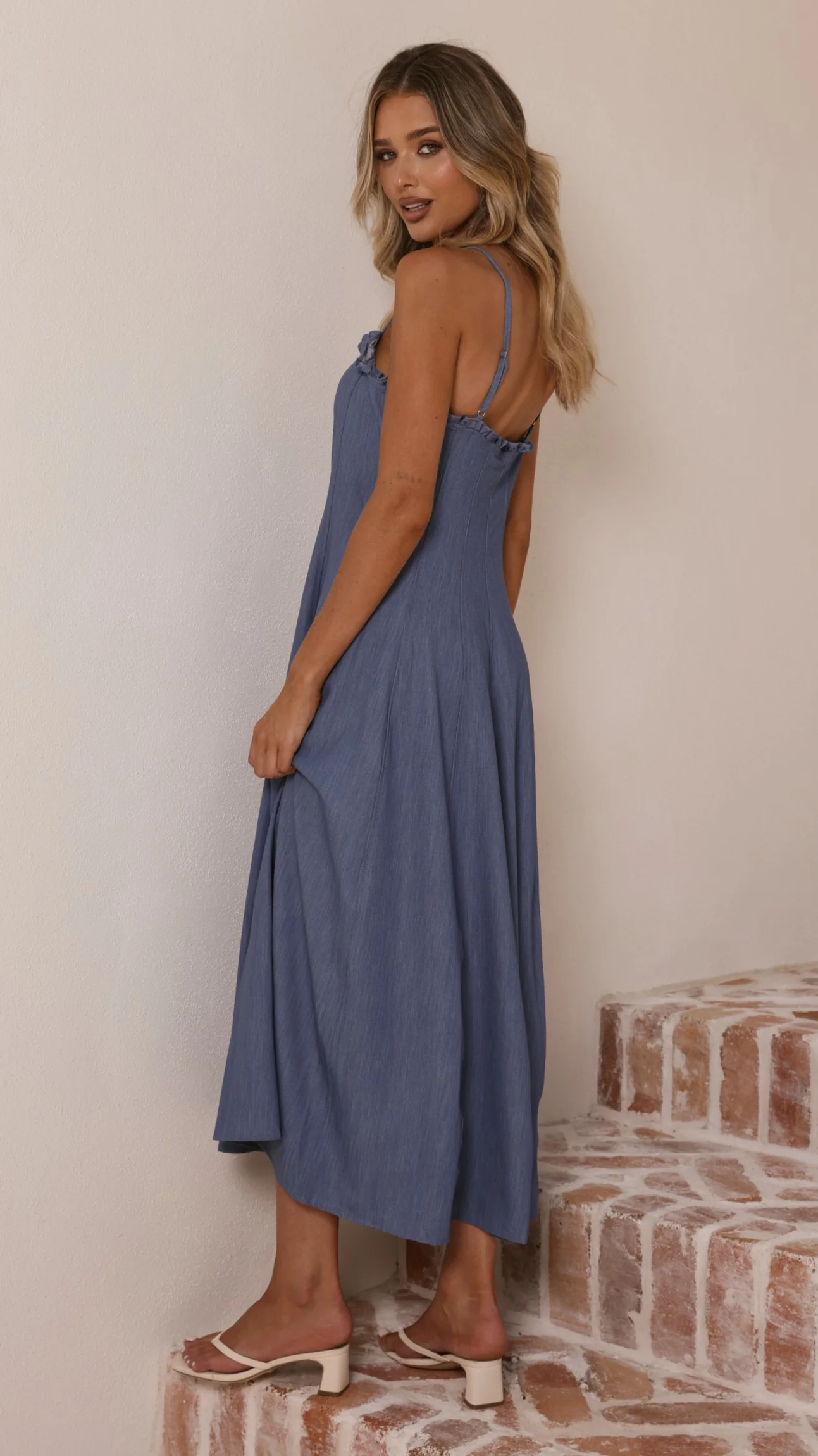 Tanya Maxi Dress - Blue Denim - Image 3