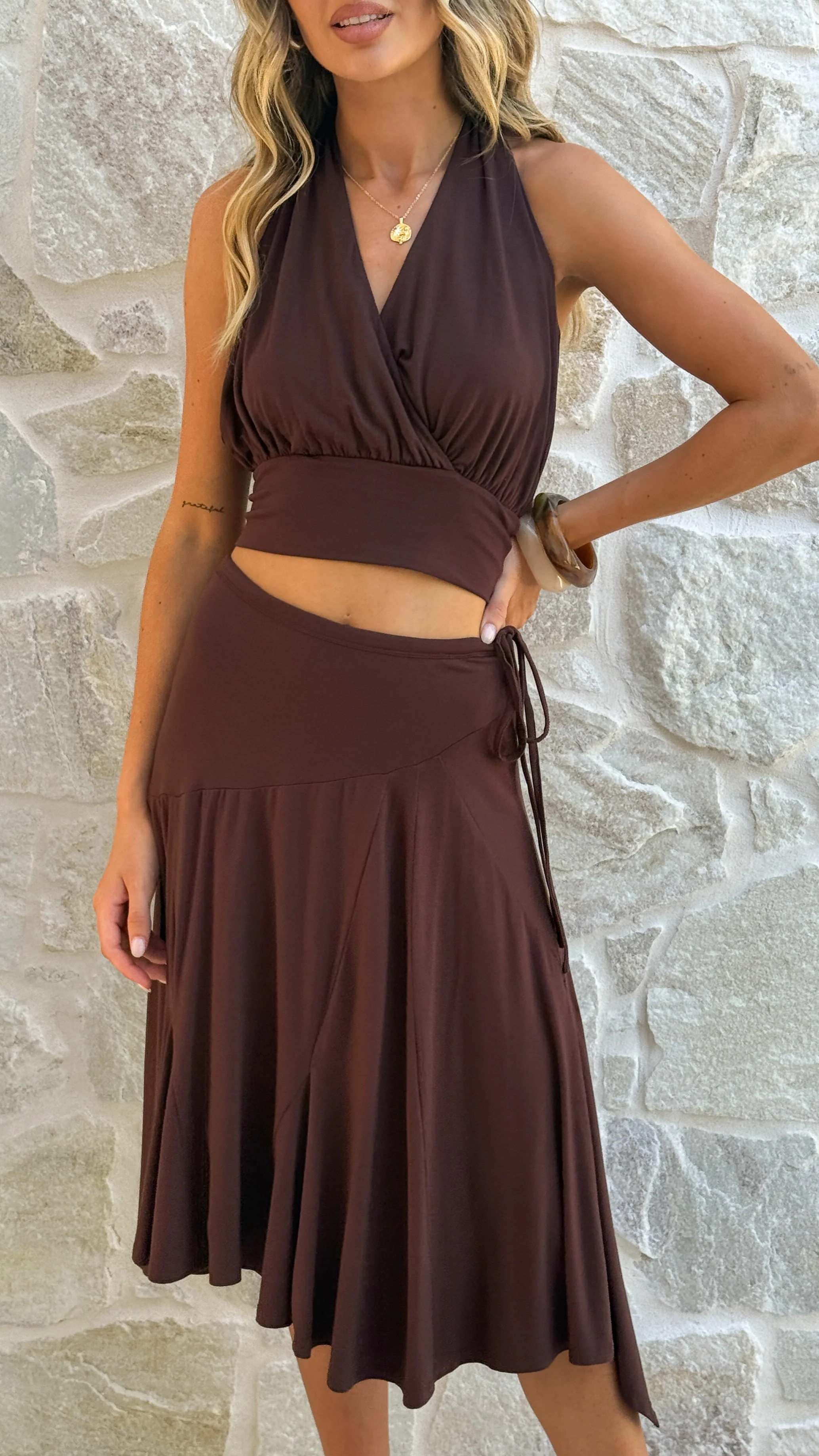 Taylin Halter Neck Top - Brown - Image 4