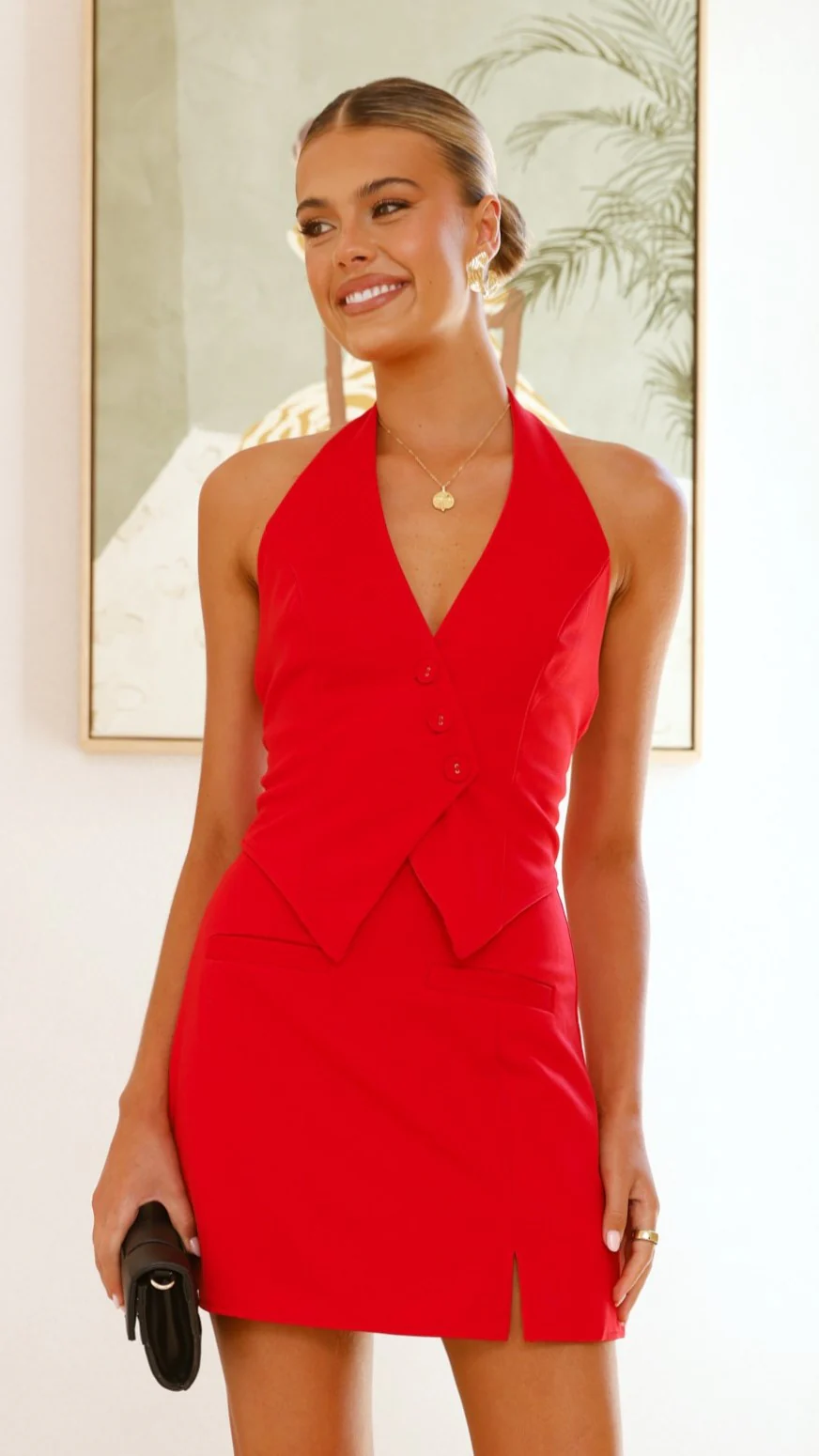 Thea Mini Skirt - Red - Image 3