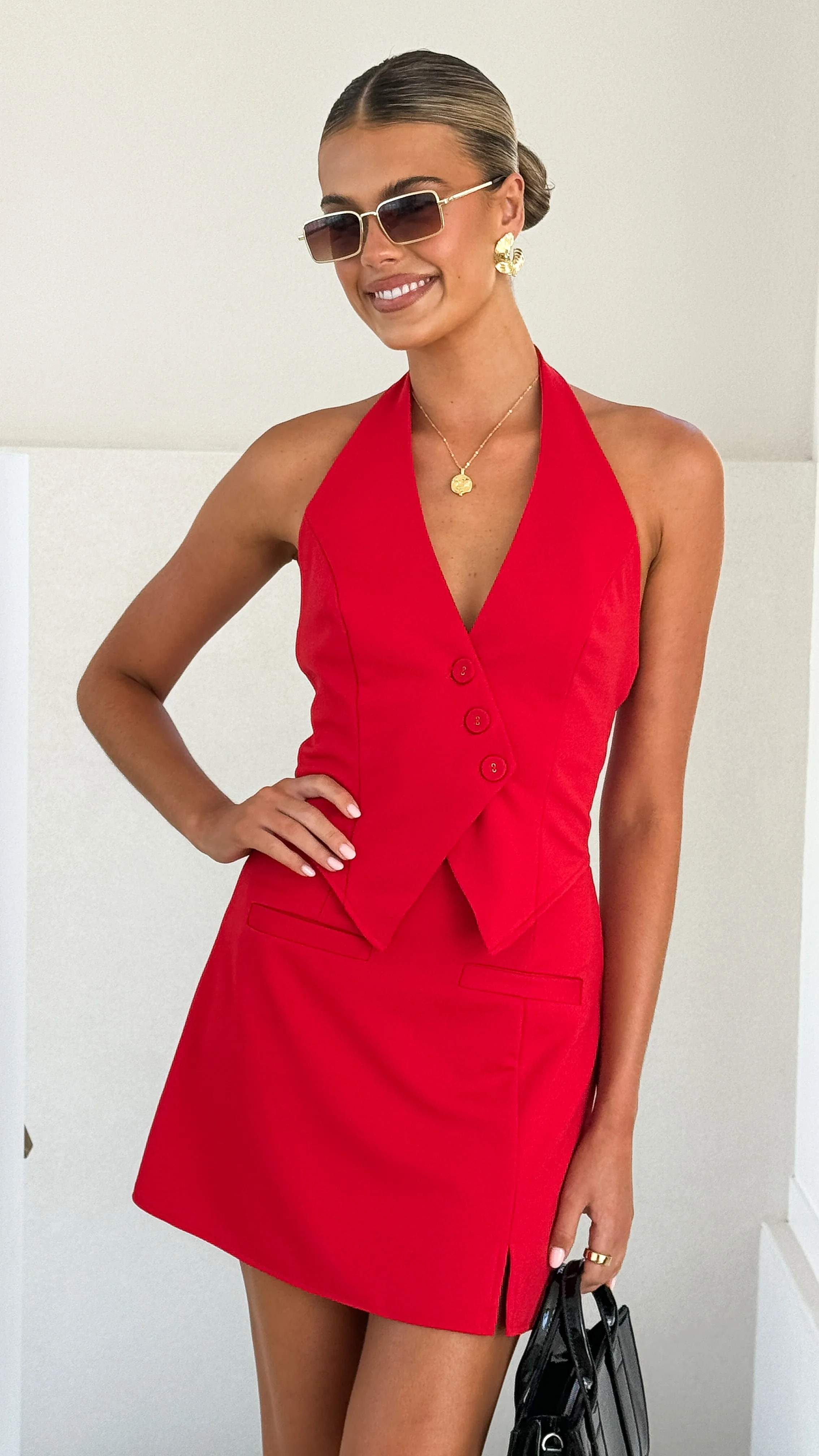 Thea Mini Skirt - Red - Image 5