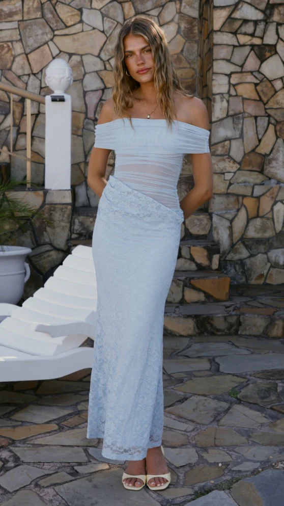 Tiarna Off The Shoulder Maxi Dress - Blue - Image 12
