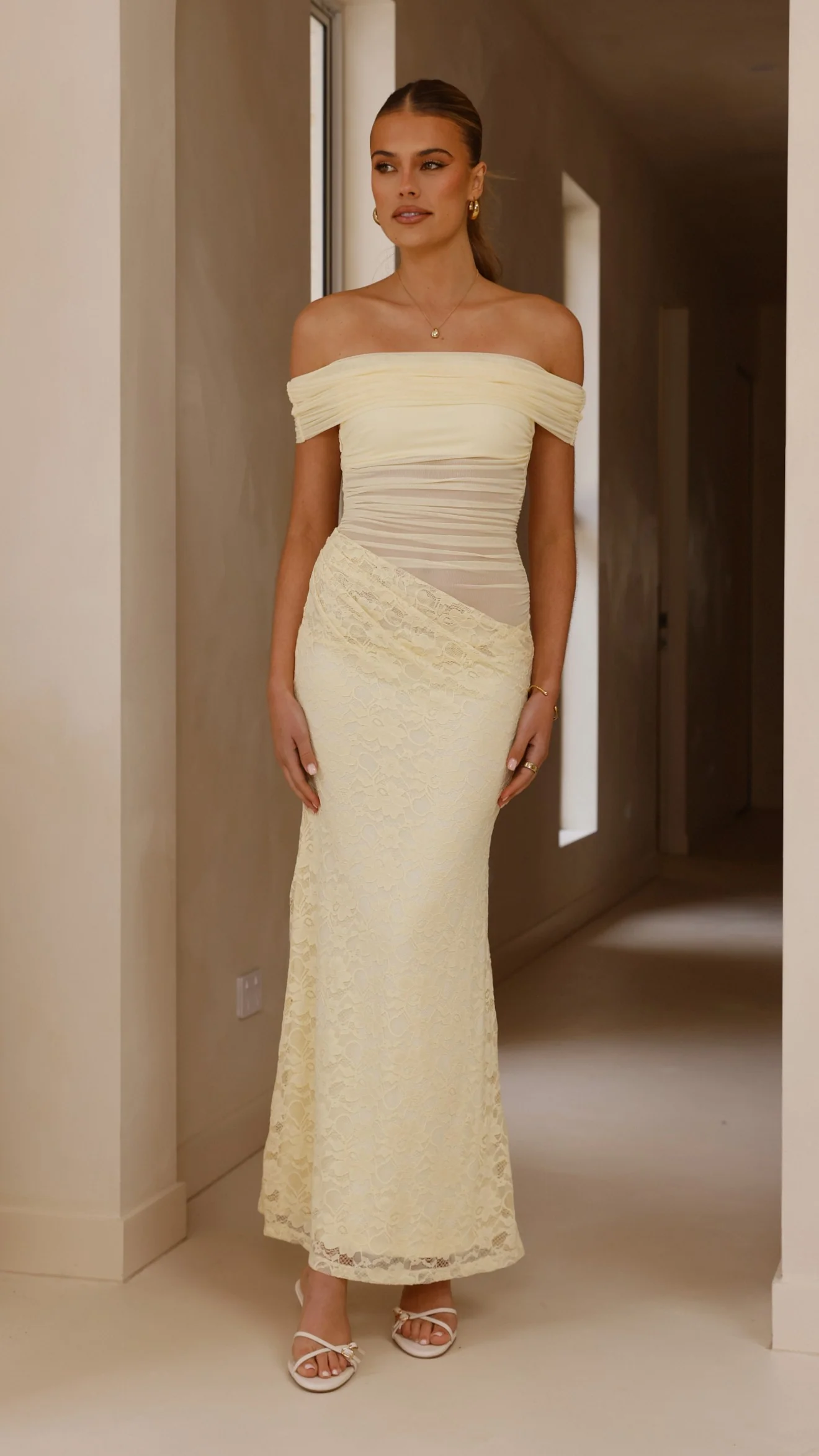 Tiarna Off The Shoulder Maxi Dress - Yellow - Image 5