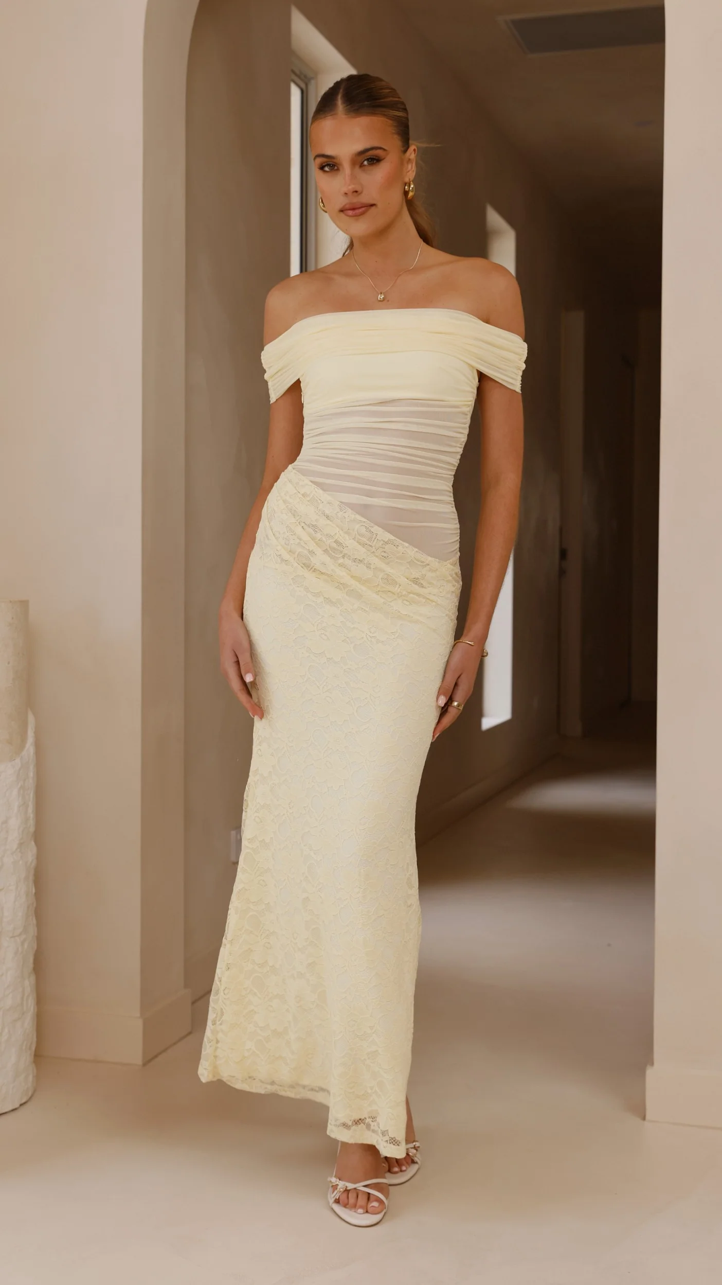 Tiarna Off The Shoulder Maxi Dress - Yellow - Image 9
