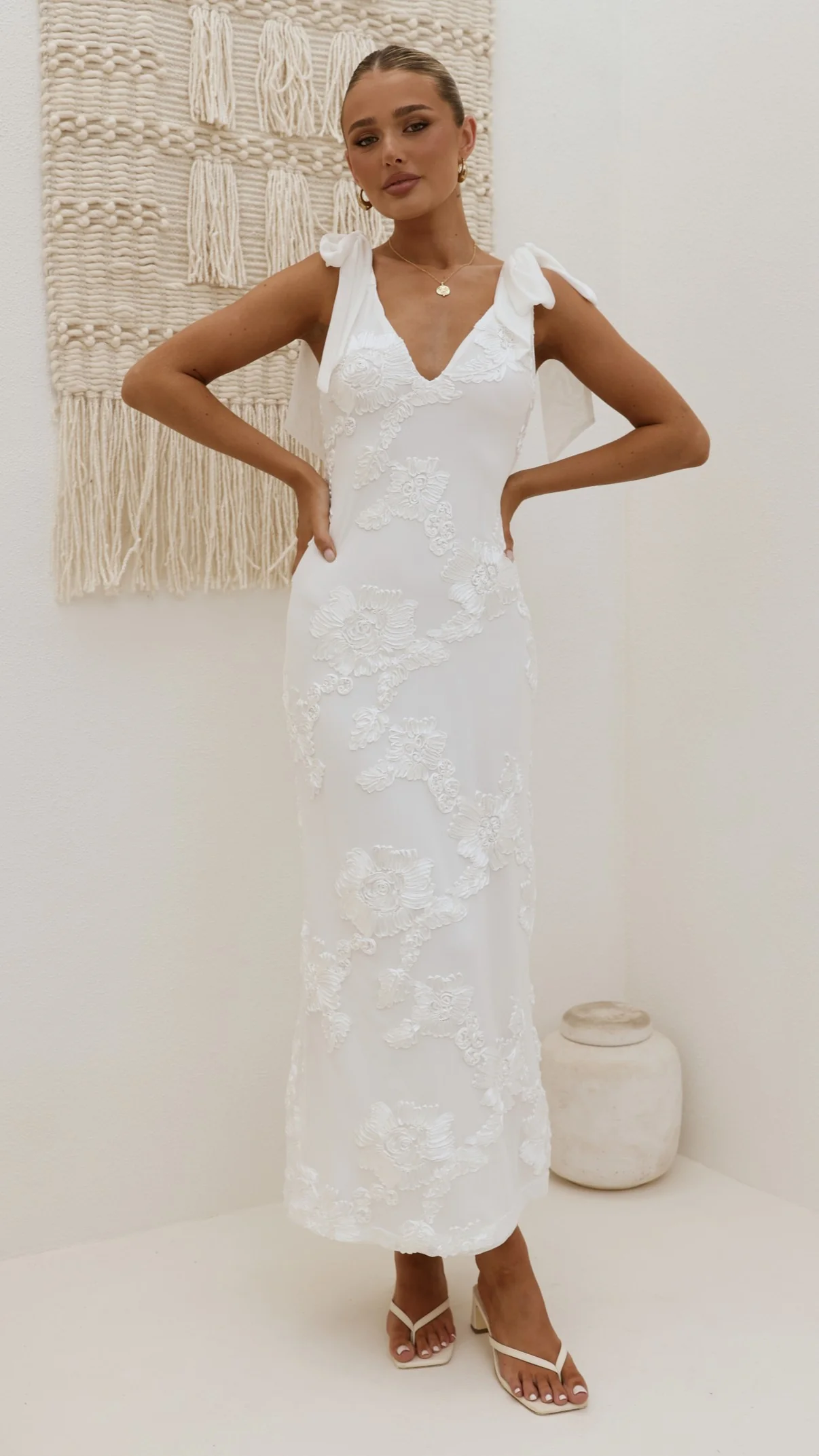 Usha Tie Strap Maxi Dress - White - Image 11