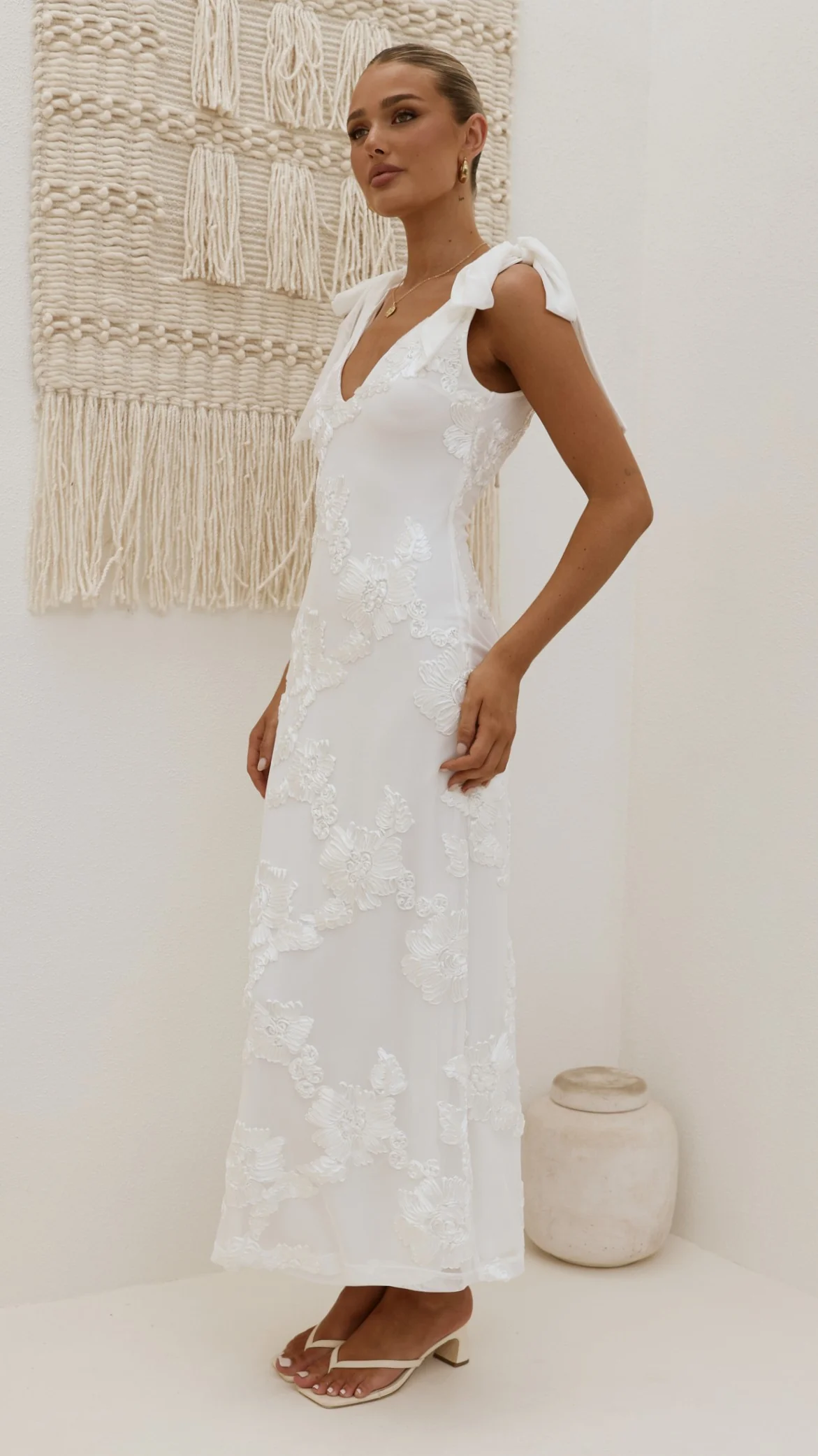 Usha Tie Strap Maxi Dress - White - Image 5