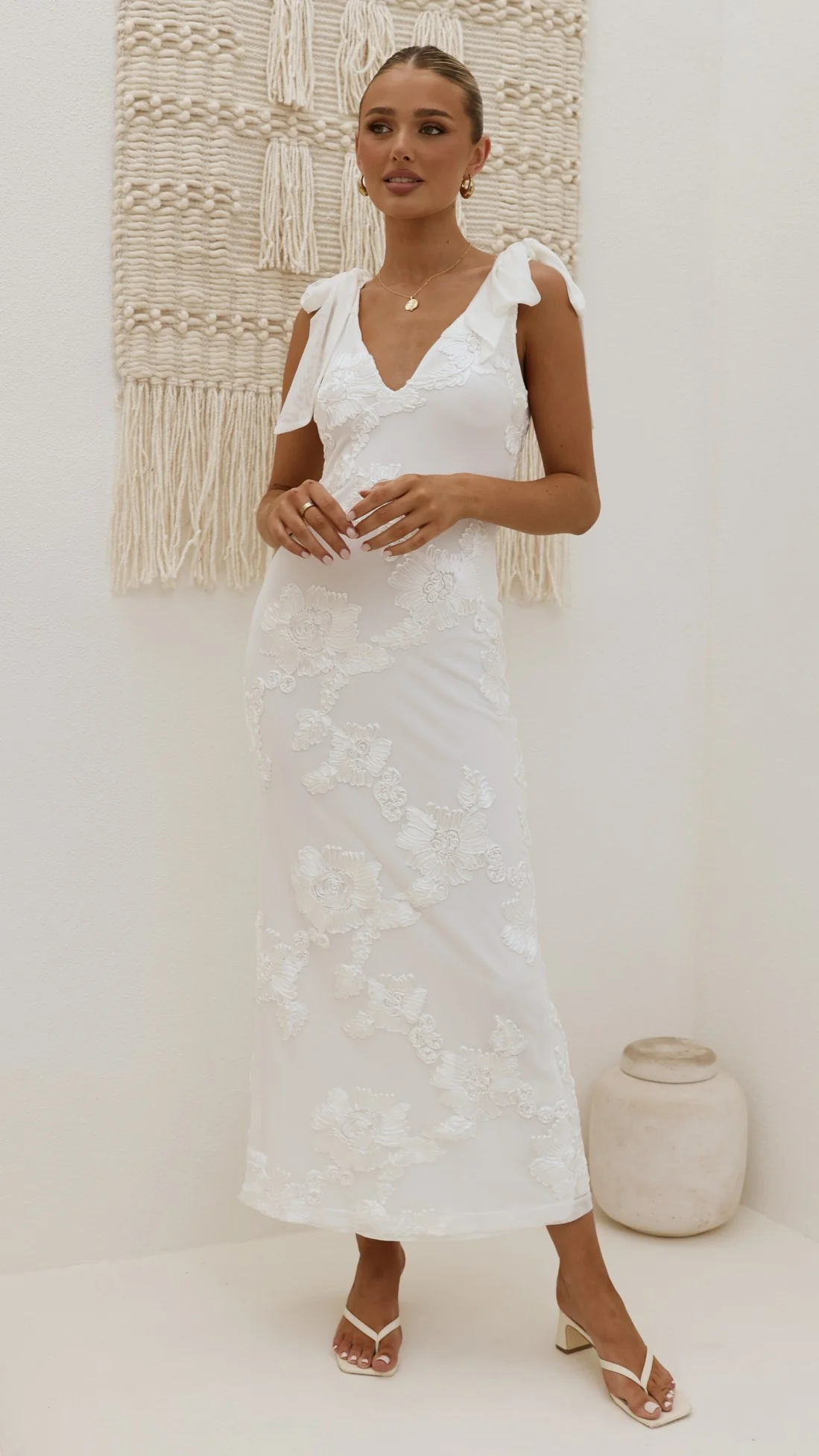 Usha Tie Strap Maxi Dress - White - Image 6