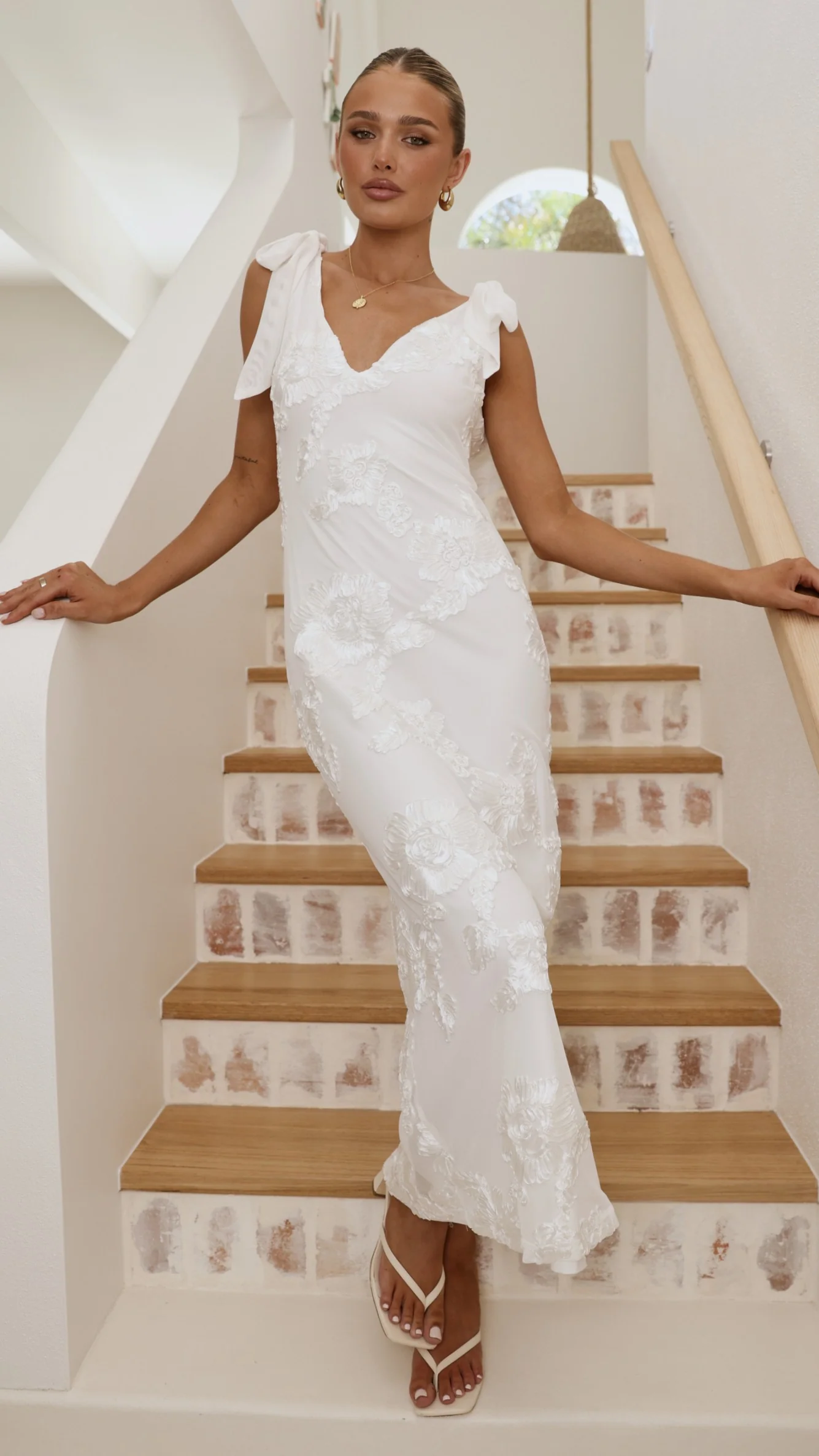 Usha Tie Strap Maxi Dress - White - Image 8