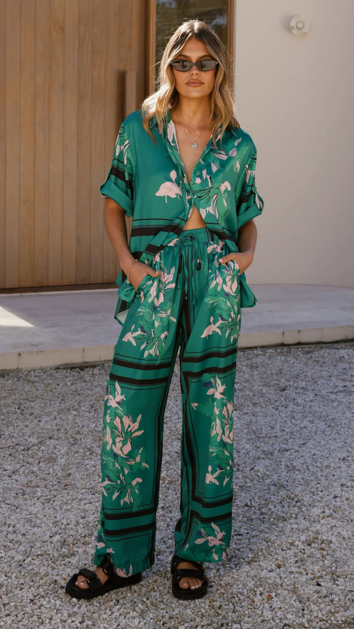Valene Pants - Green/Pink Print - Image 5