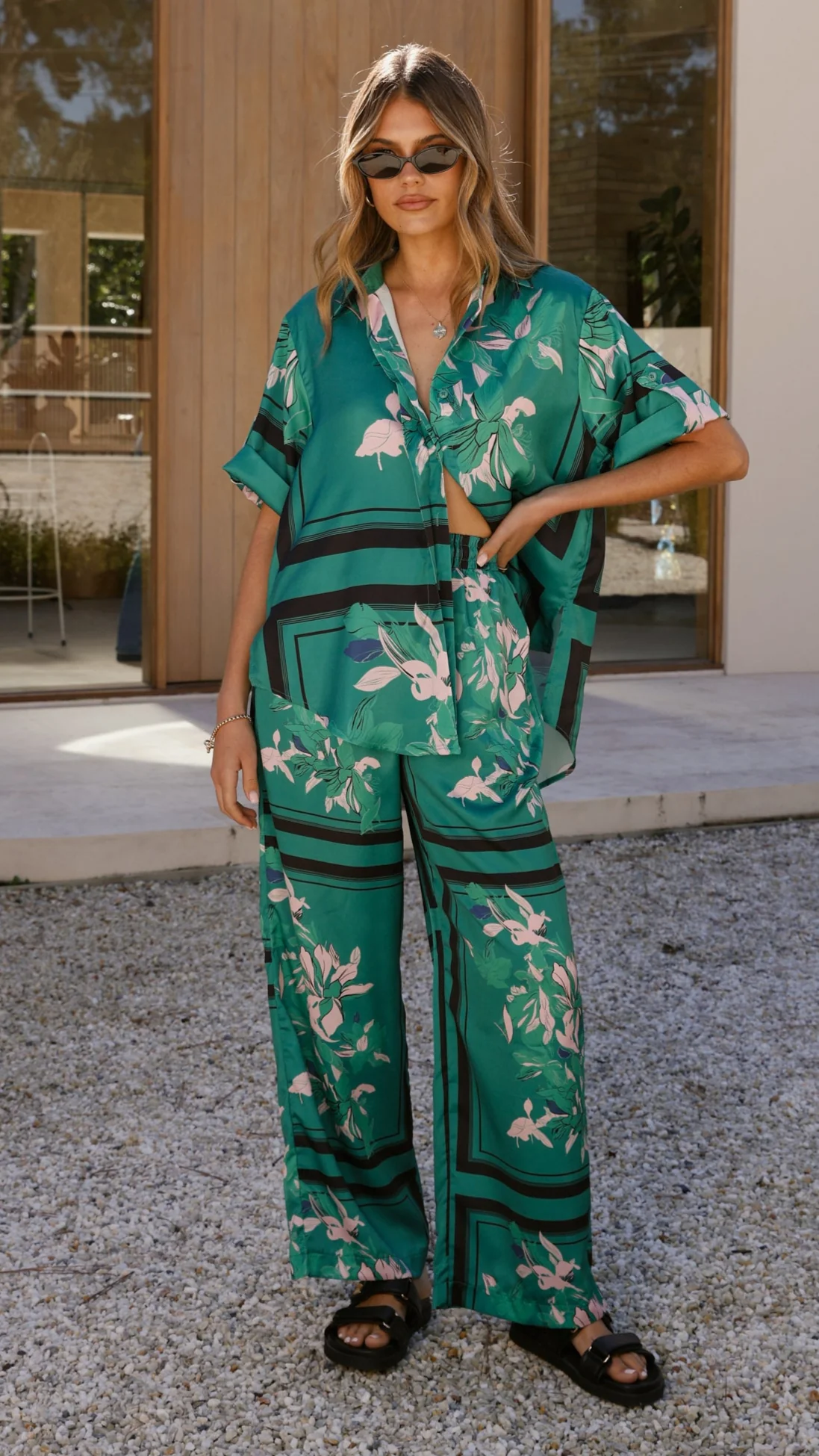 Valene Pants - Green/Pink Print - Image 6
