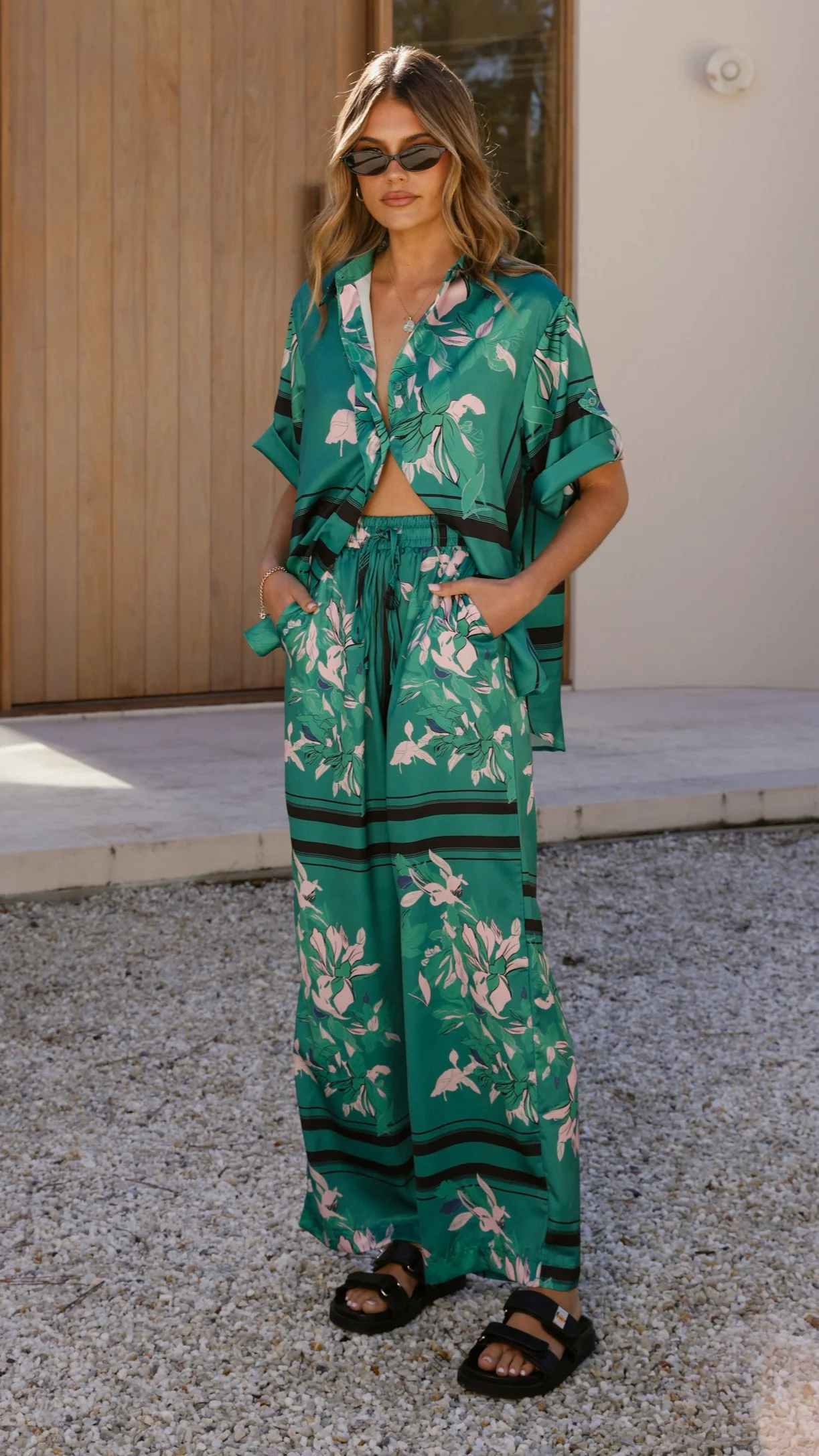 Valene Pants - Green/Pink Print - Image 8