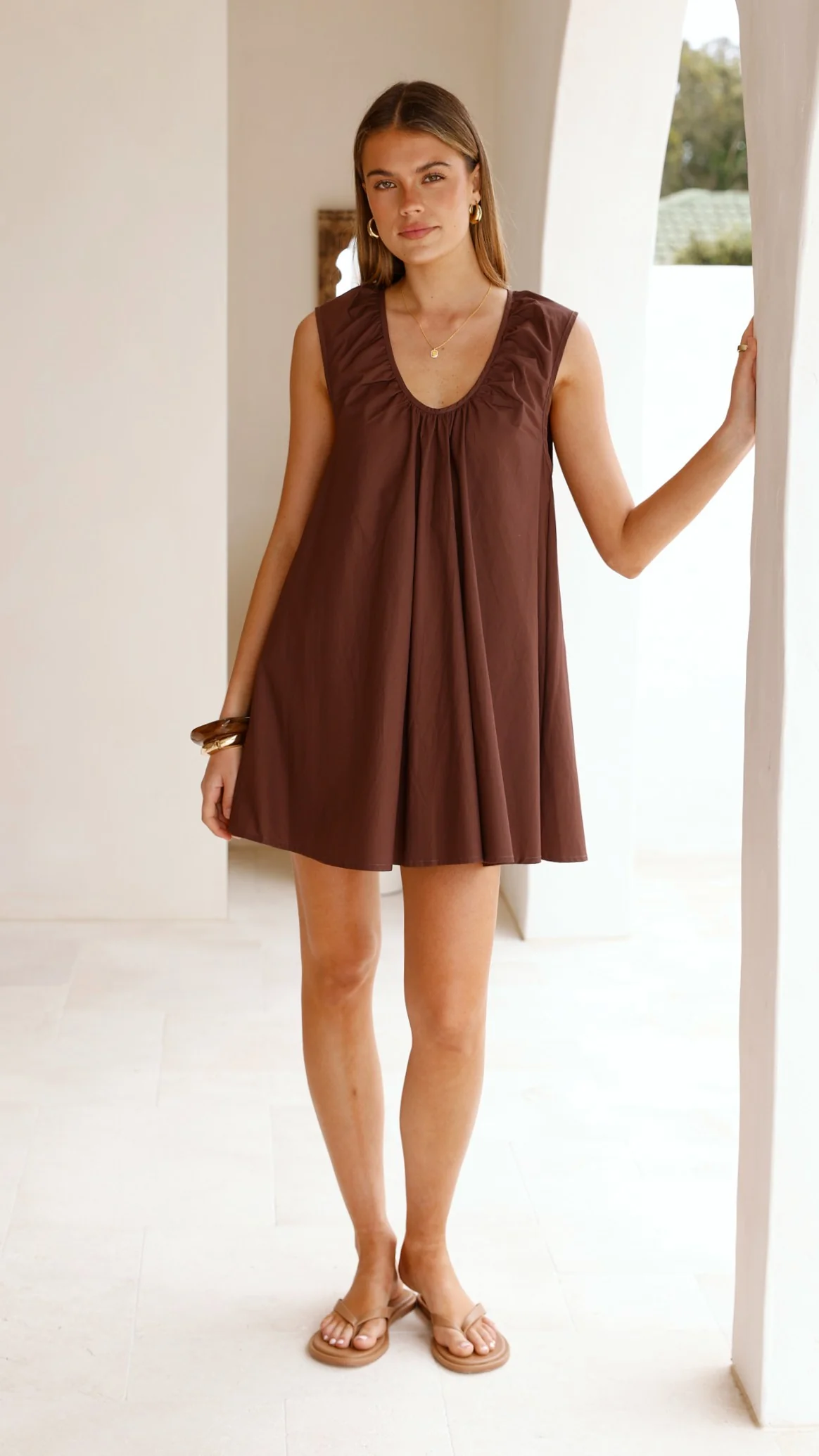 Vanessa Oversized Mini Dress - Chocolate - Image 10