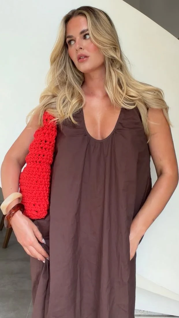 Vanessa Oversized Mini Dress - Chocolate - Image 11