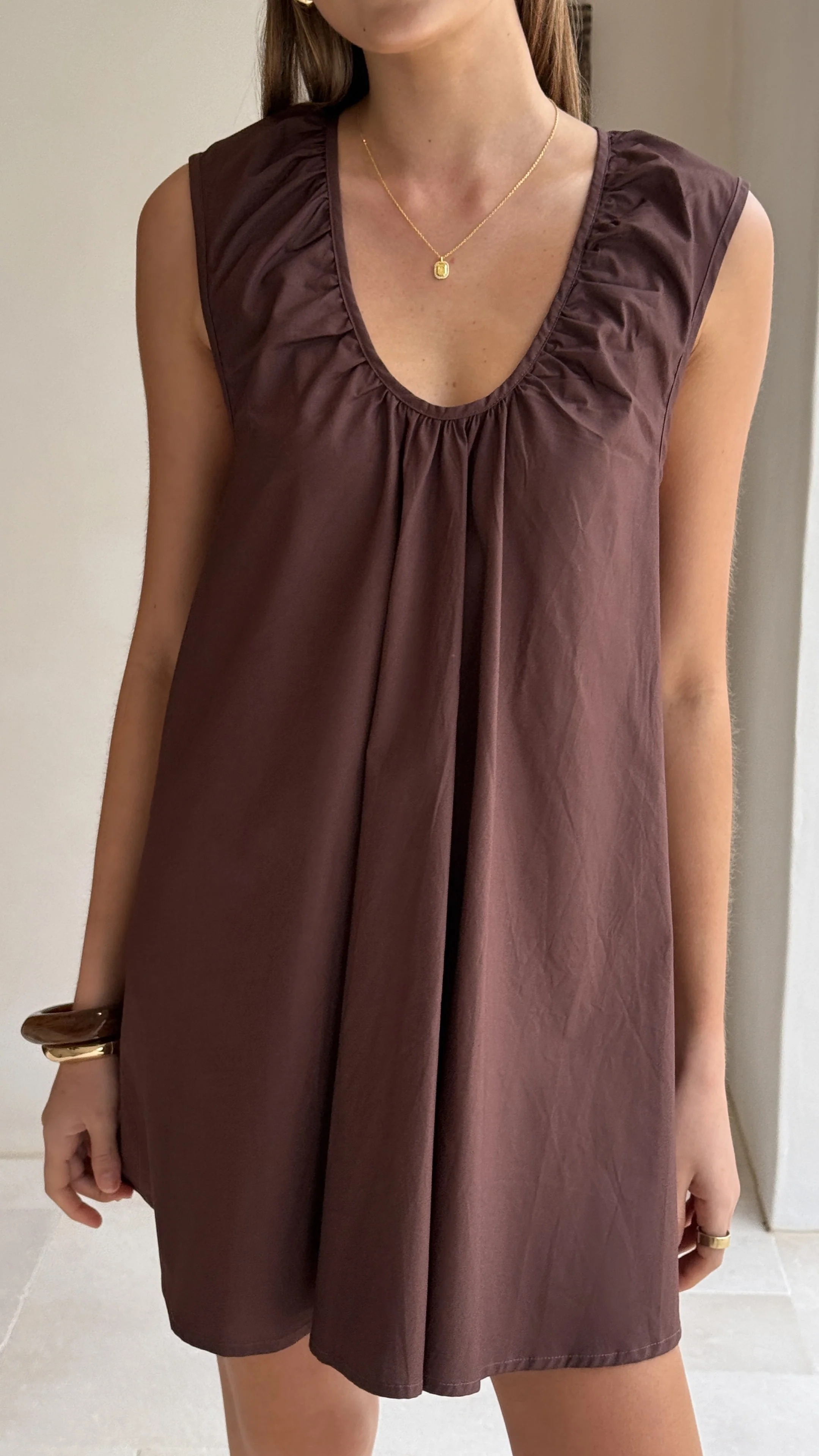 Vanessa Oversized Mini Dress - Chocolate - Image 4