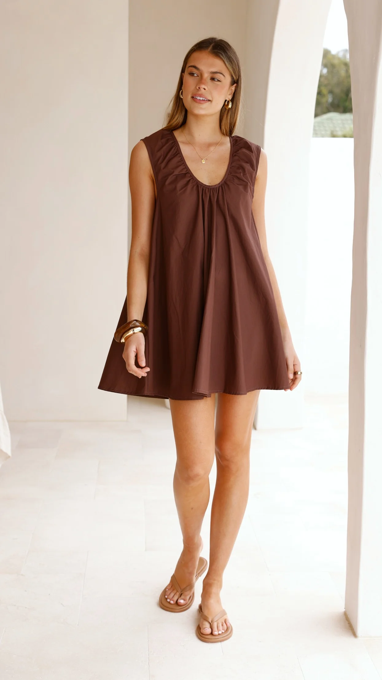 Vanessa Oversized Mini Dress - Chocolate - Image 6