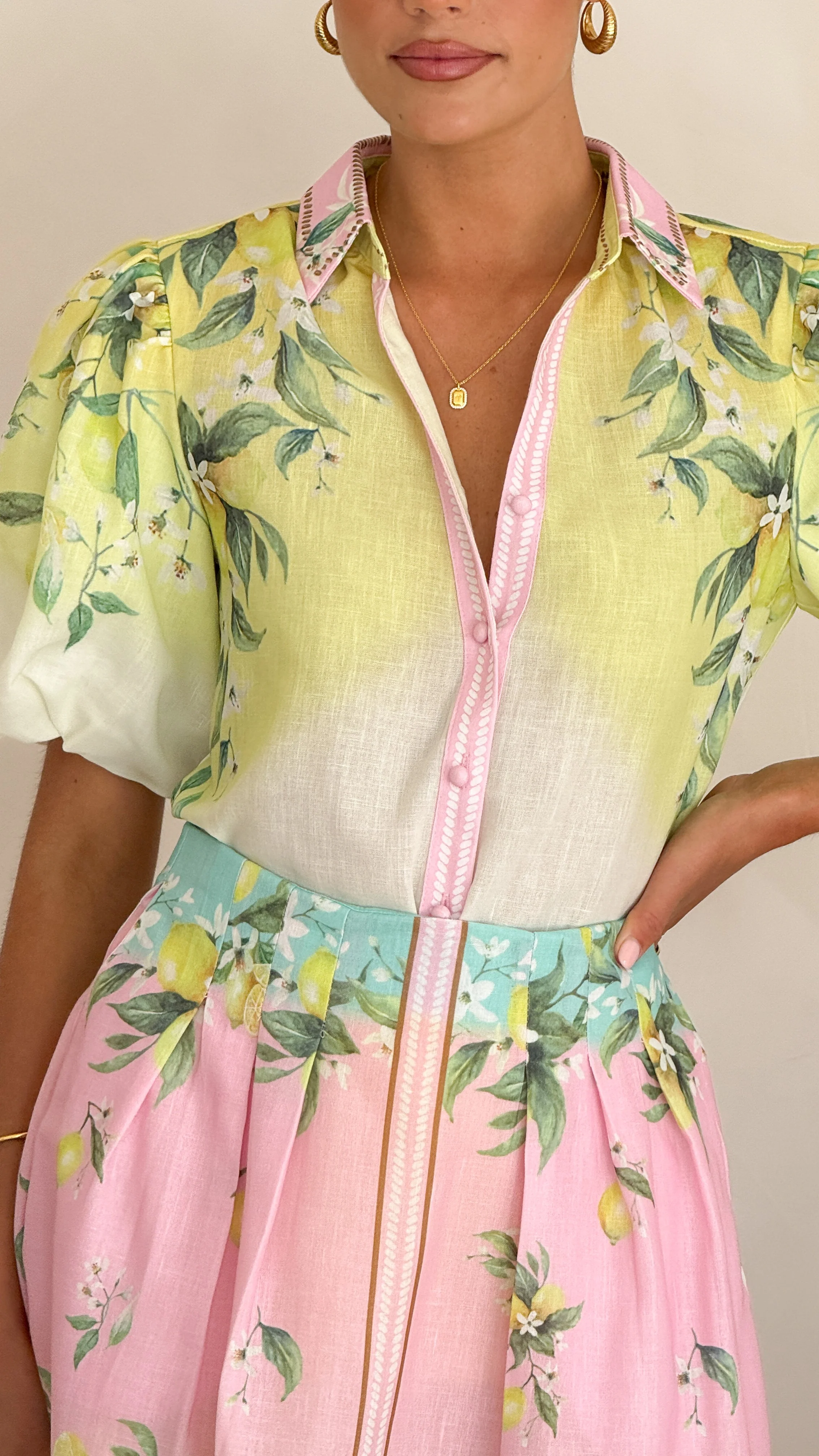 Verena Button Up Shirt - Rosé Lemonade - Image 8