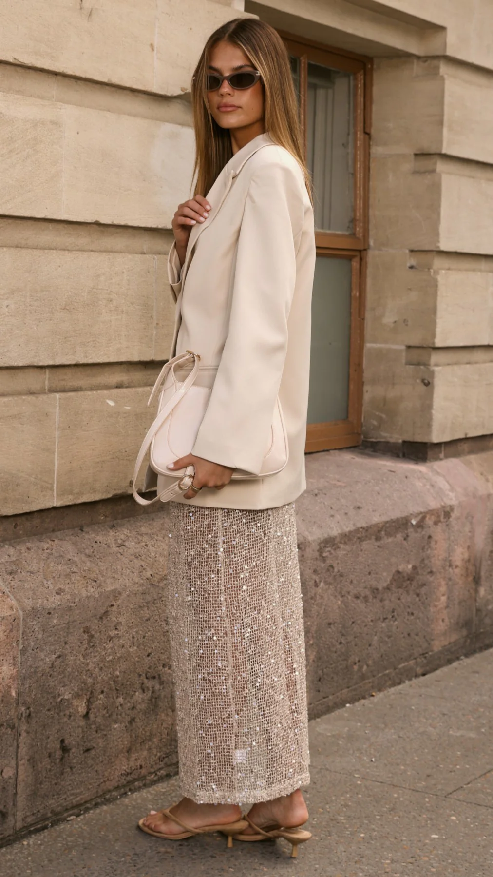 Verlo Sequins Maxi Skirt - Beige - Image 2