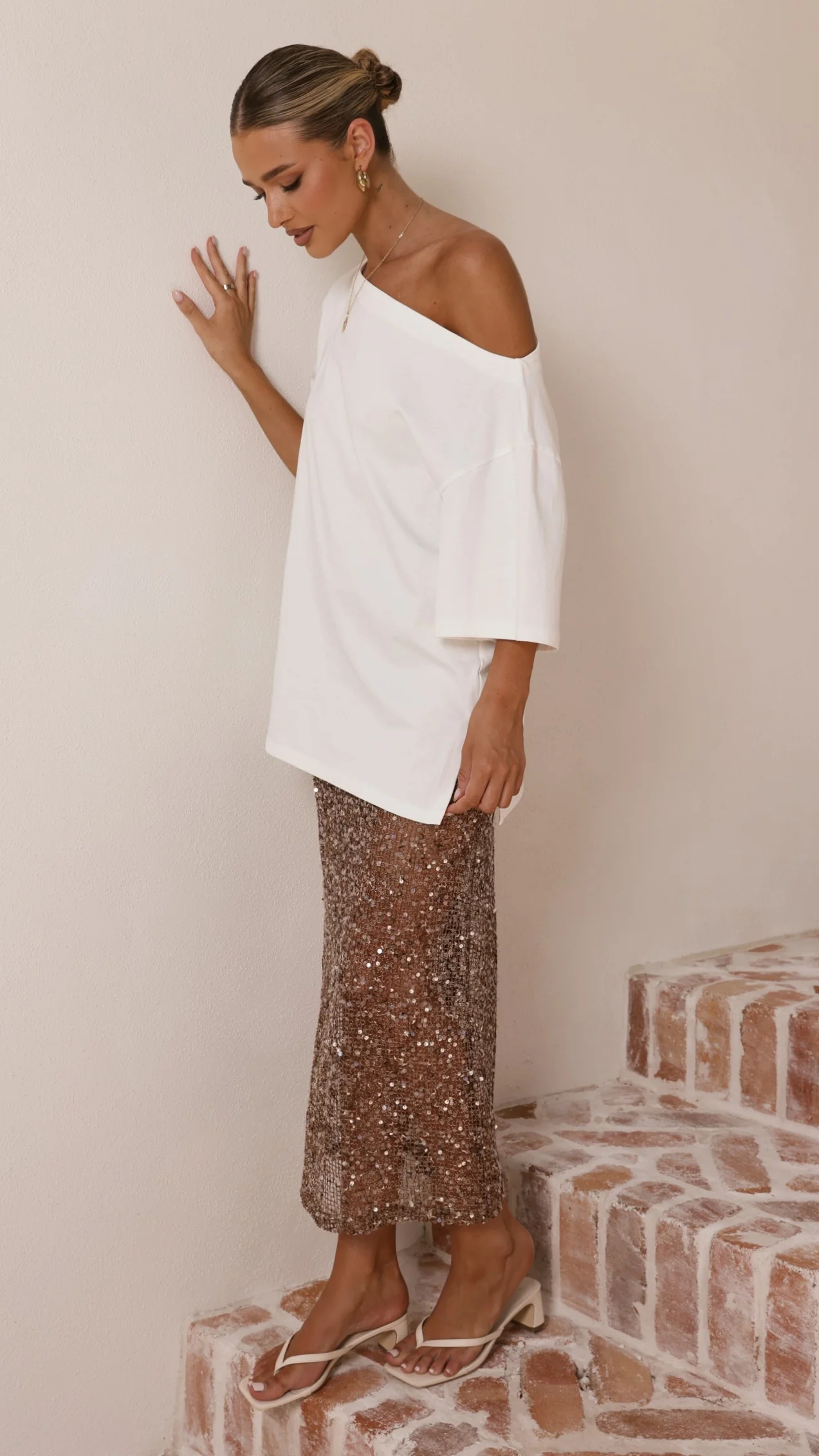 Verlo Sequins Maxi Skirt - Mocha - Image 11