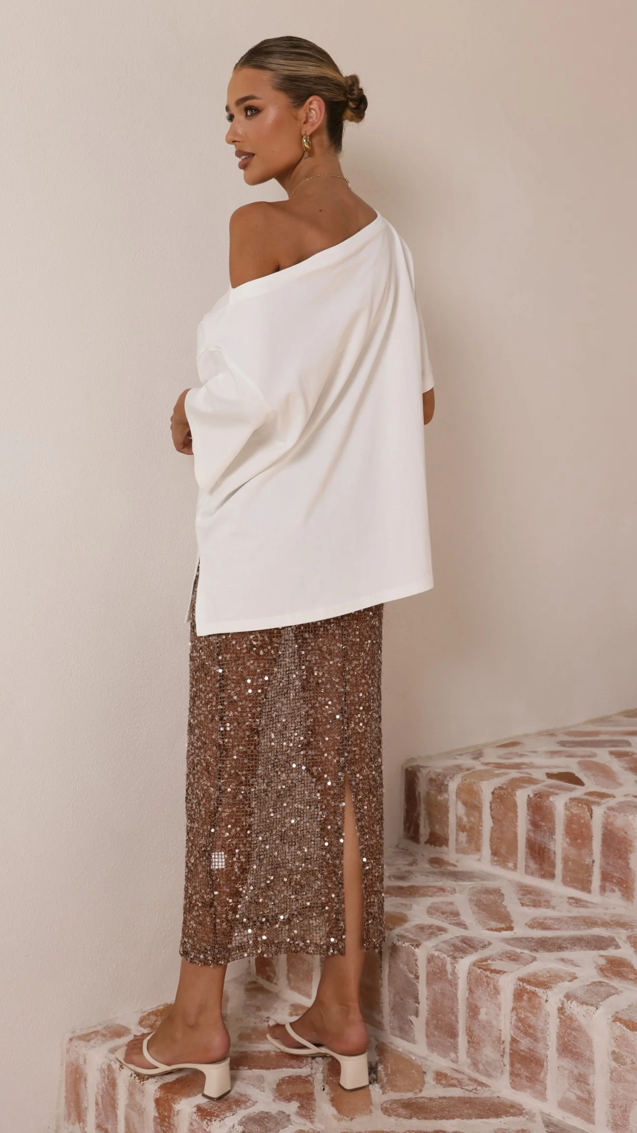 Verlo Sequins Maxi Skirt - Mocha - Image 2