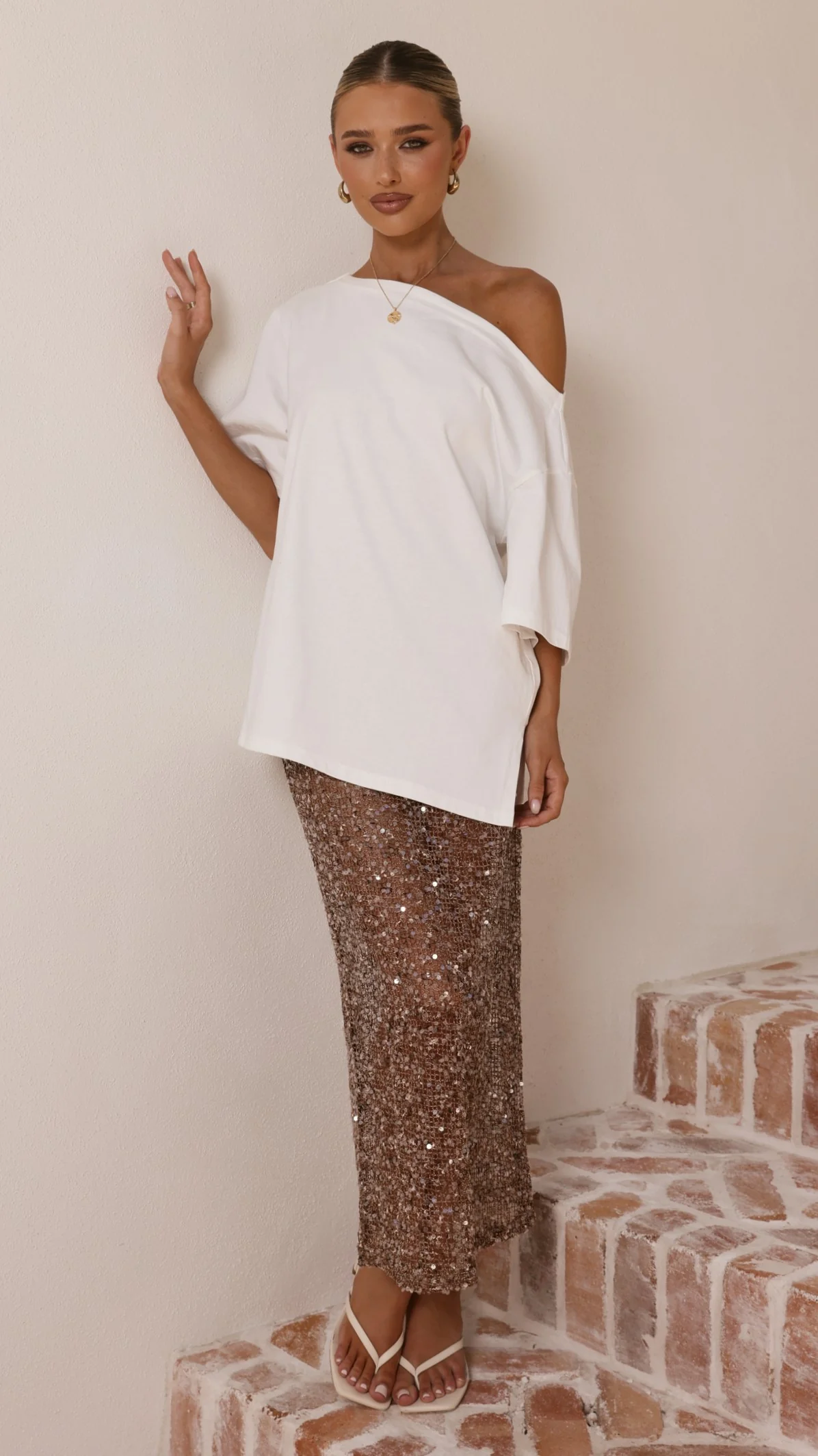 Verlo Sequins Maxi Skirt - Mocha - Image 3