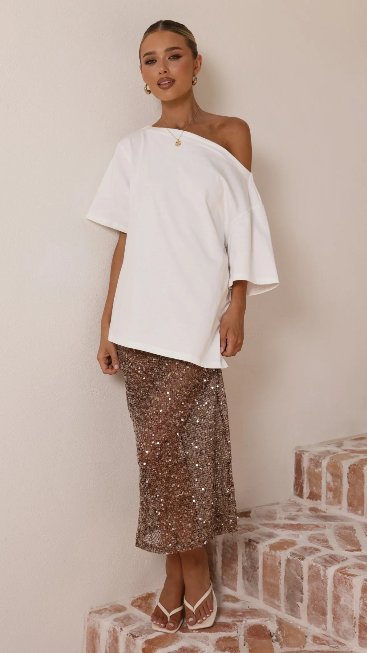 Verlo Sequins Maxi Skirt - Mocha - Image 5