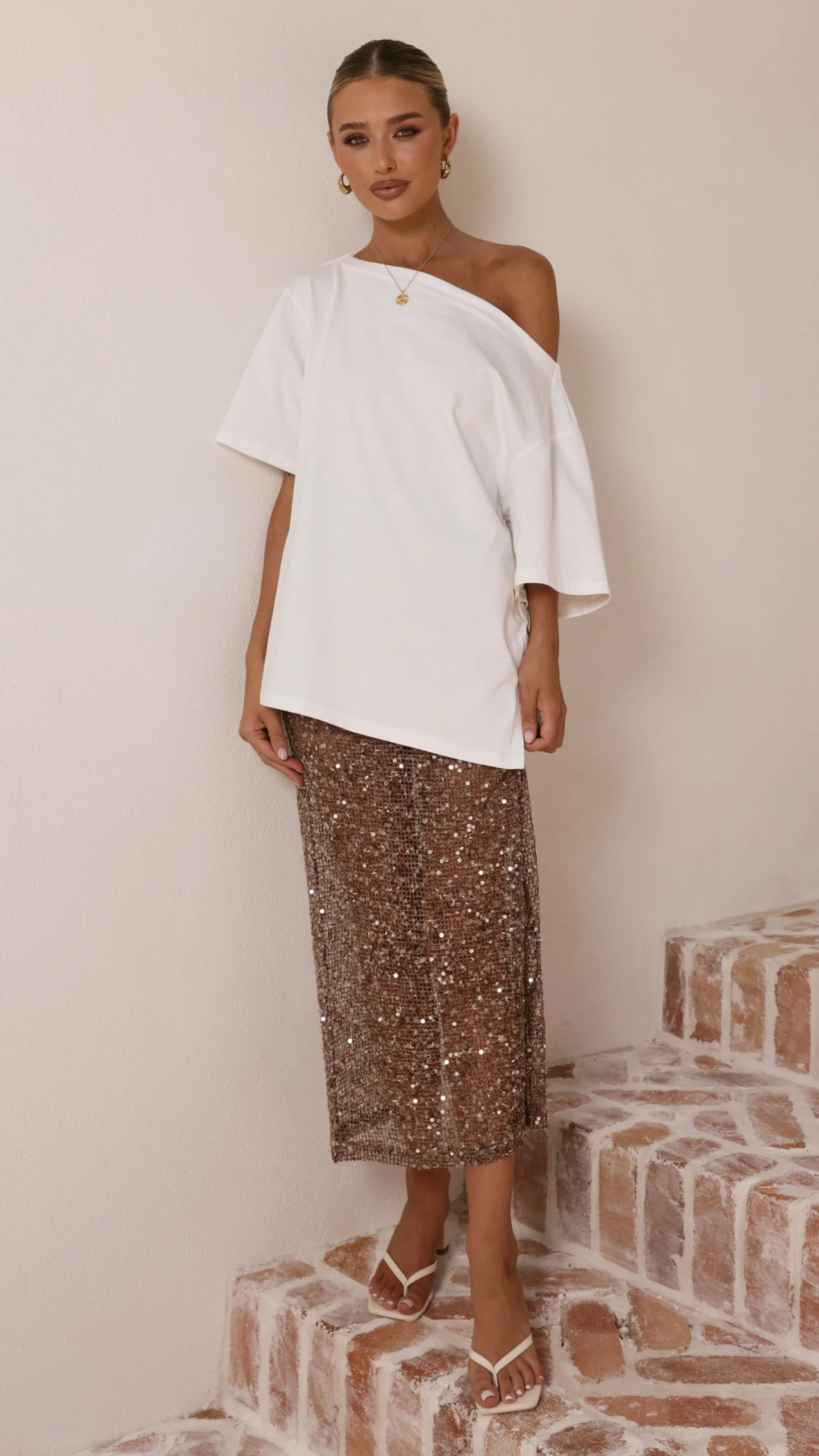 Verlo Sequins Maxi Skirt - Mocha - Image 7