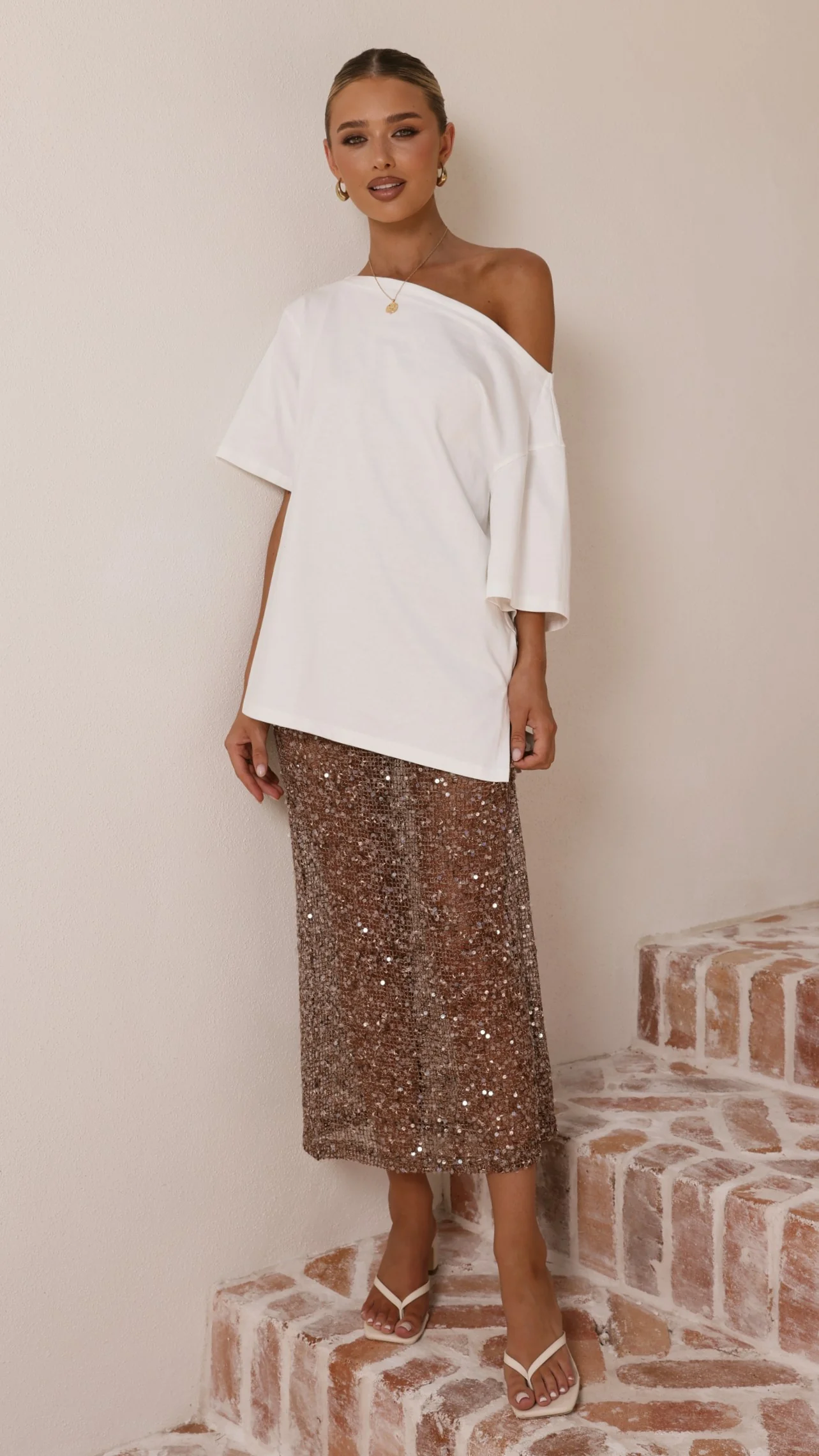 Verlo Sequins Maxi Skirt - Mocha - Image 8