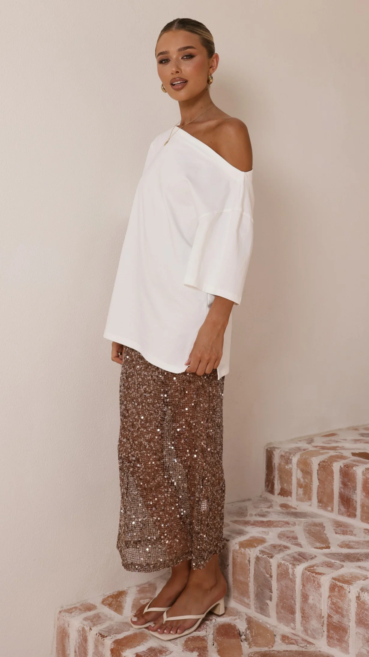 Verlo Sequins Maxi Skirt - Mocha - Image 9