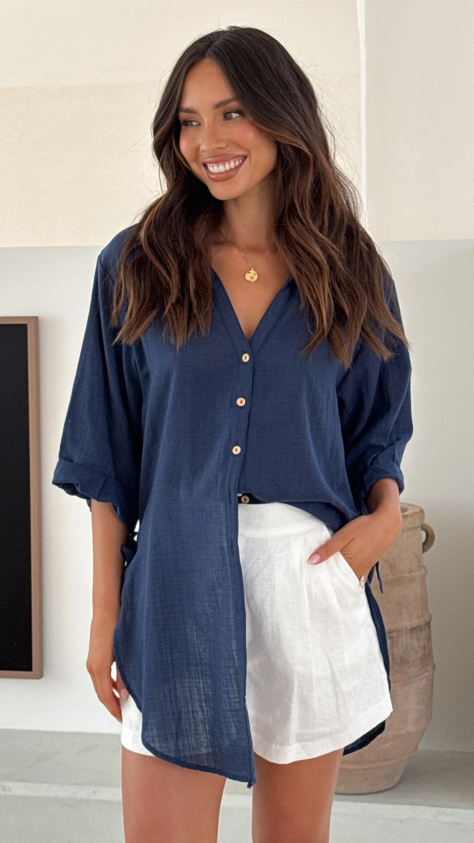 Vesper Short Sleeve Top - Navy - Image 5