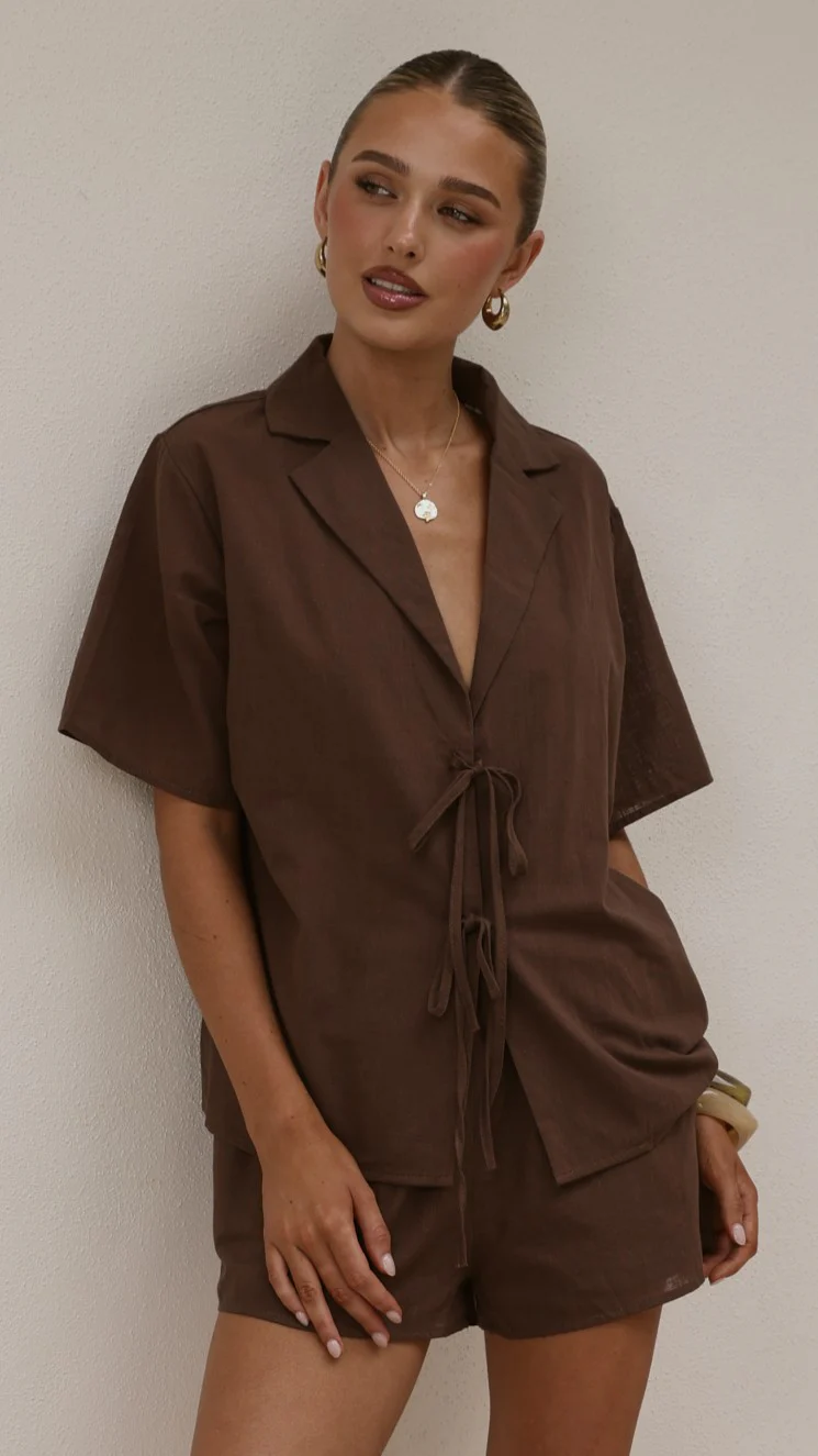 Vesper Top and Shorts Set - Chocolate - Image 3