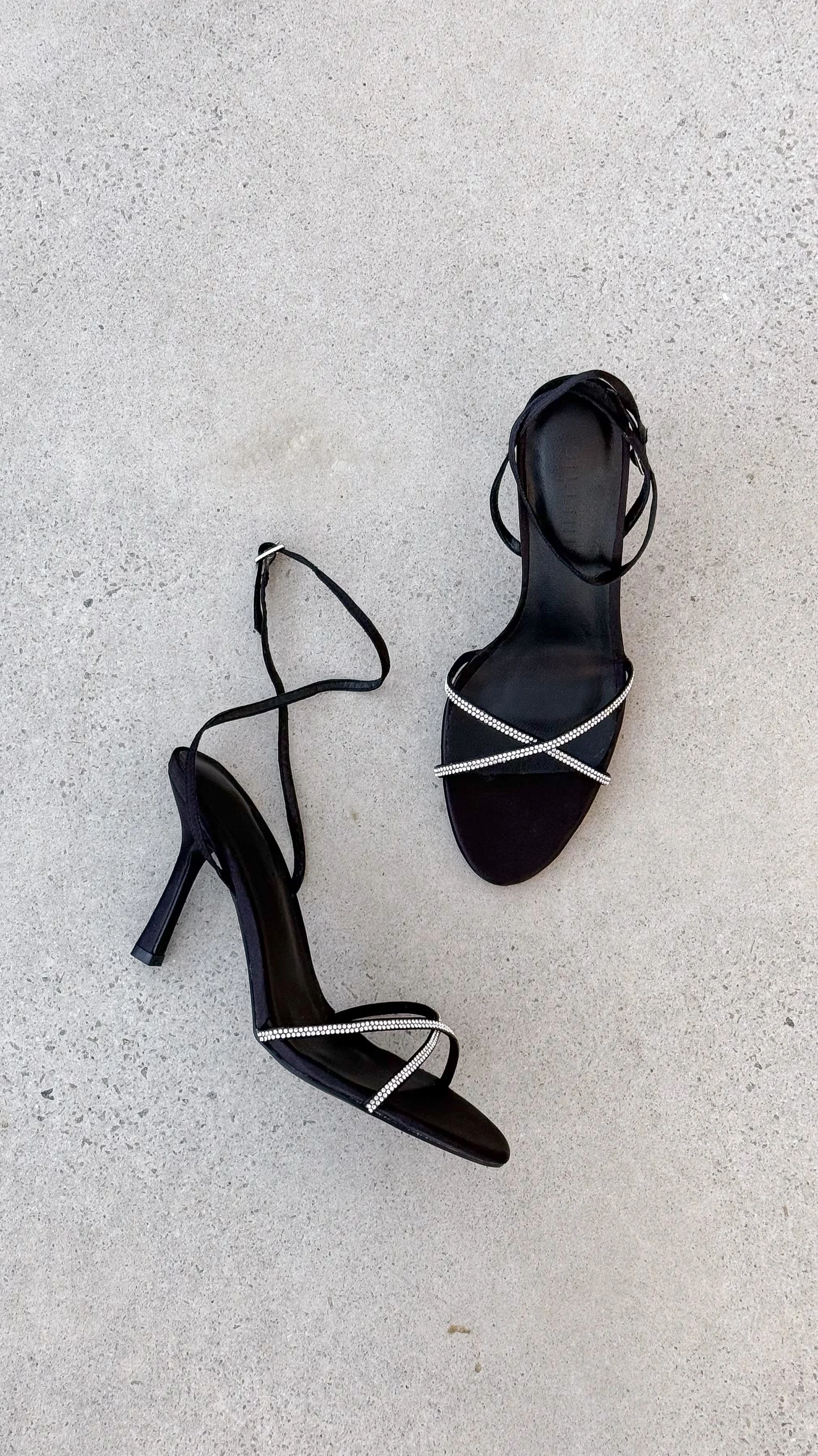 Vixin Heels - Black Satin Diamante - Image 2