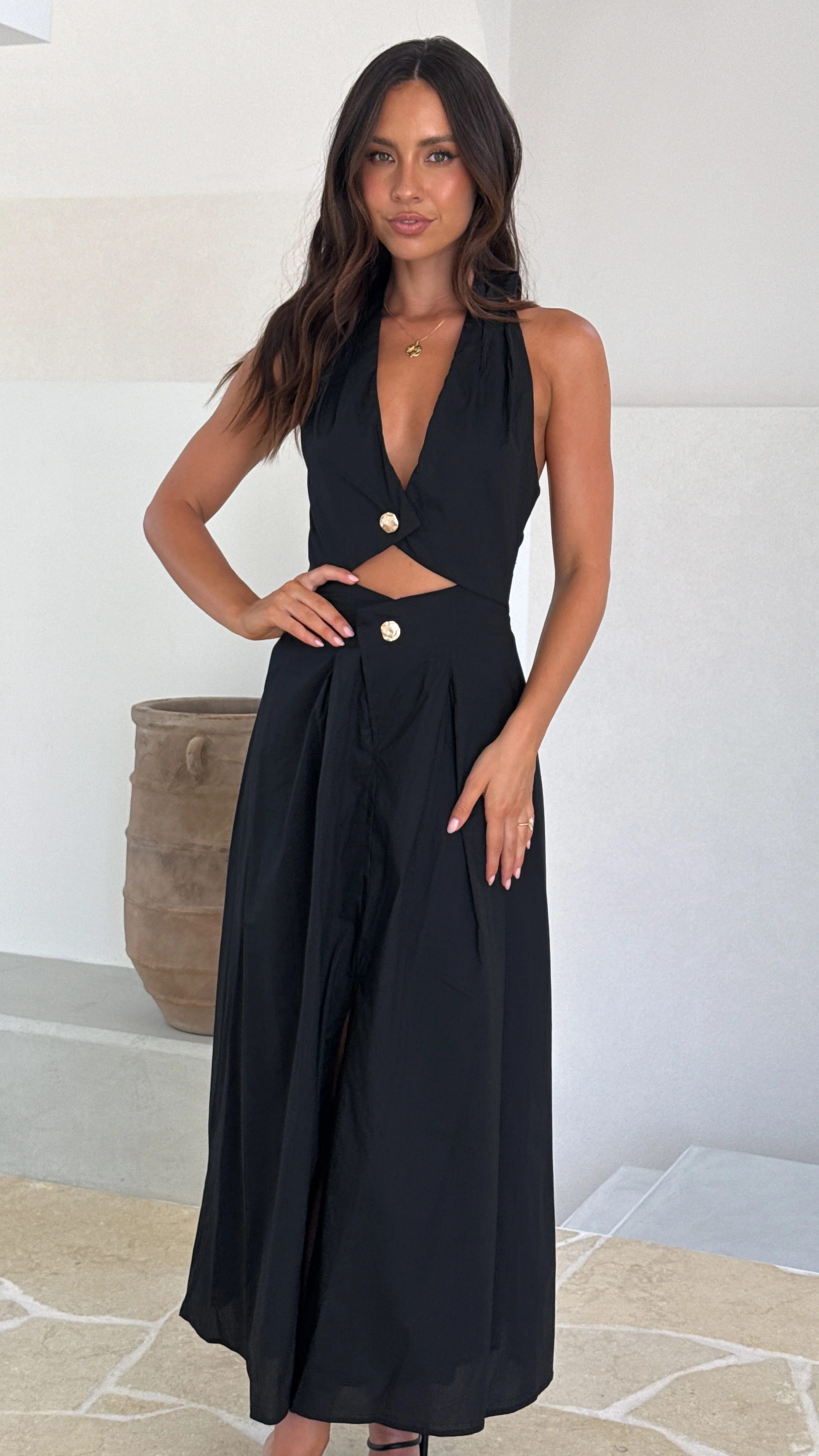 Wesley Halter Neck Maxi Dress - Black - Image 5