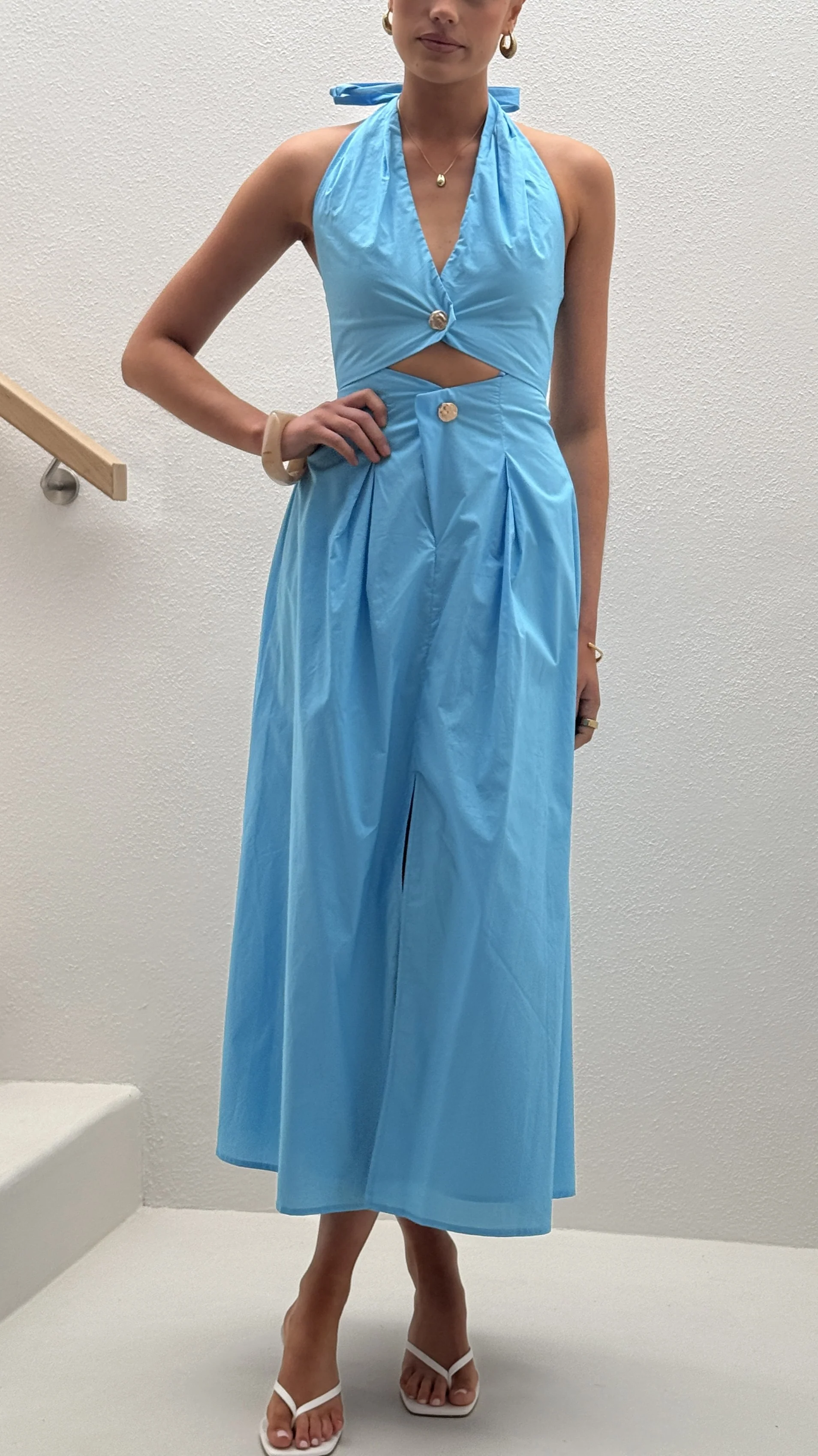 Wesley Halter Neck Maxi Dress - Blue - Image 6