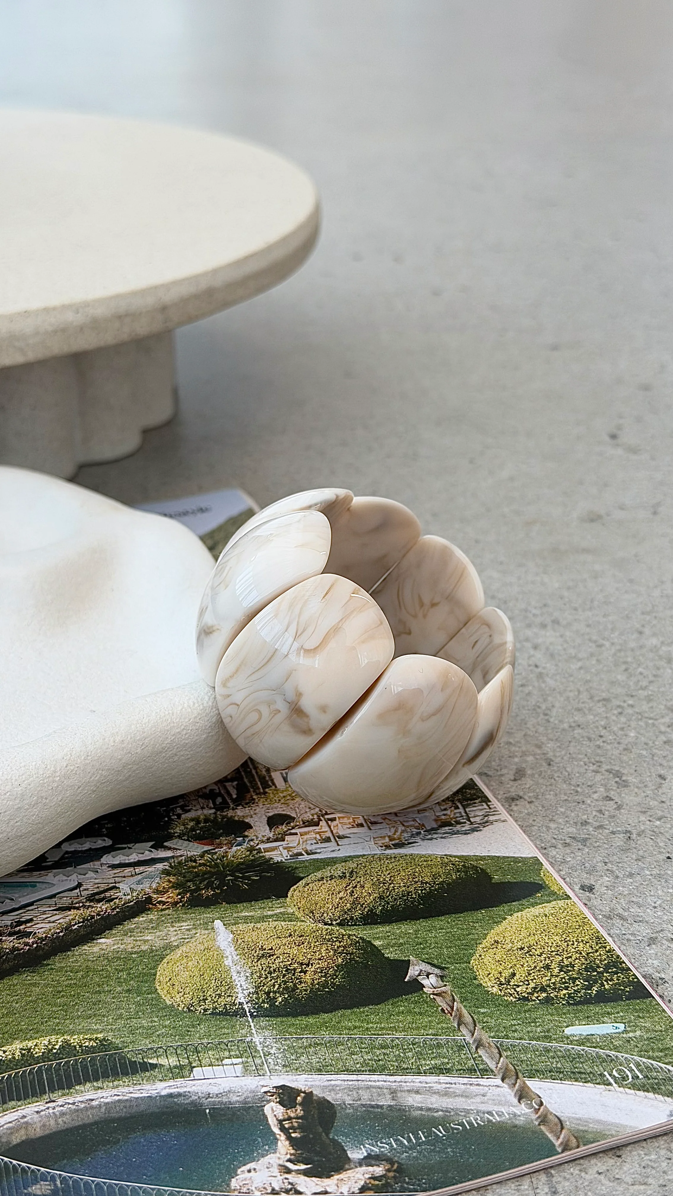 Whitney Stretch Bracelet - Cream Marble - Image 3