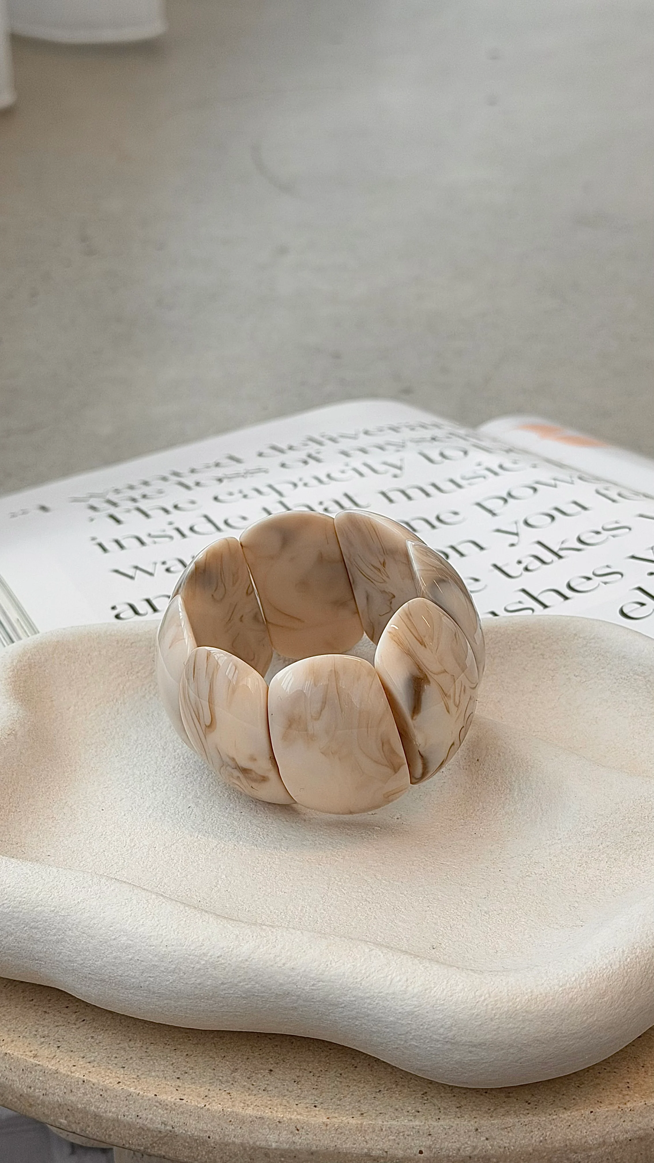 Whitney Stretch Bracelet - Cream Marble - Image 5