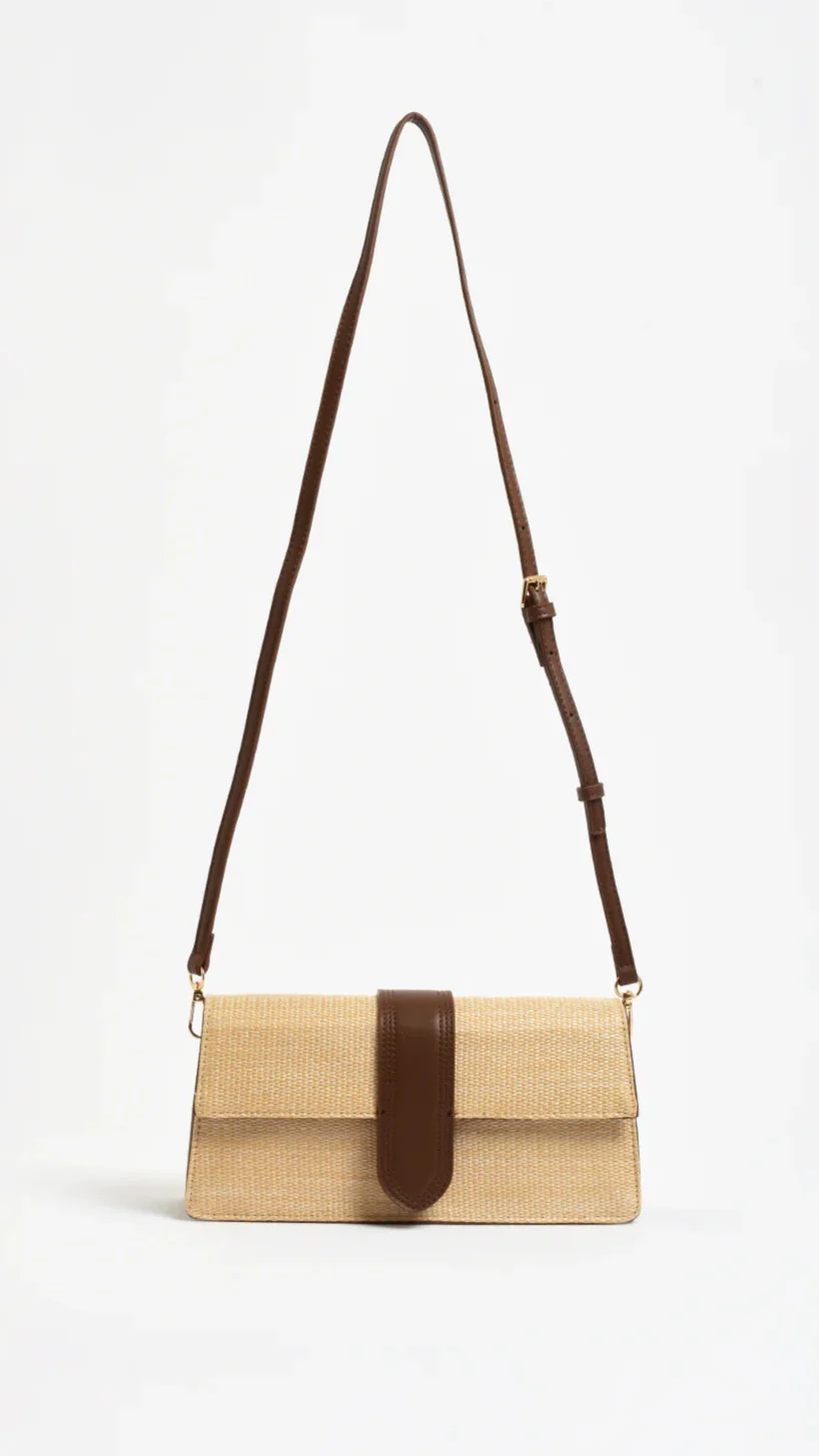 Woven Fold Over Small Bag - Natural - Image 2