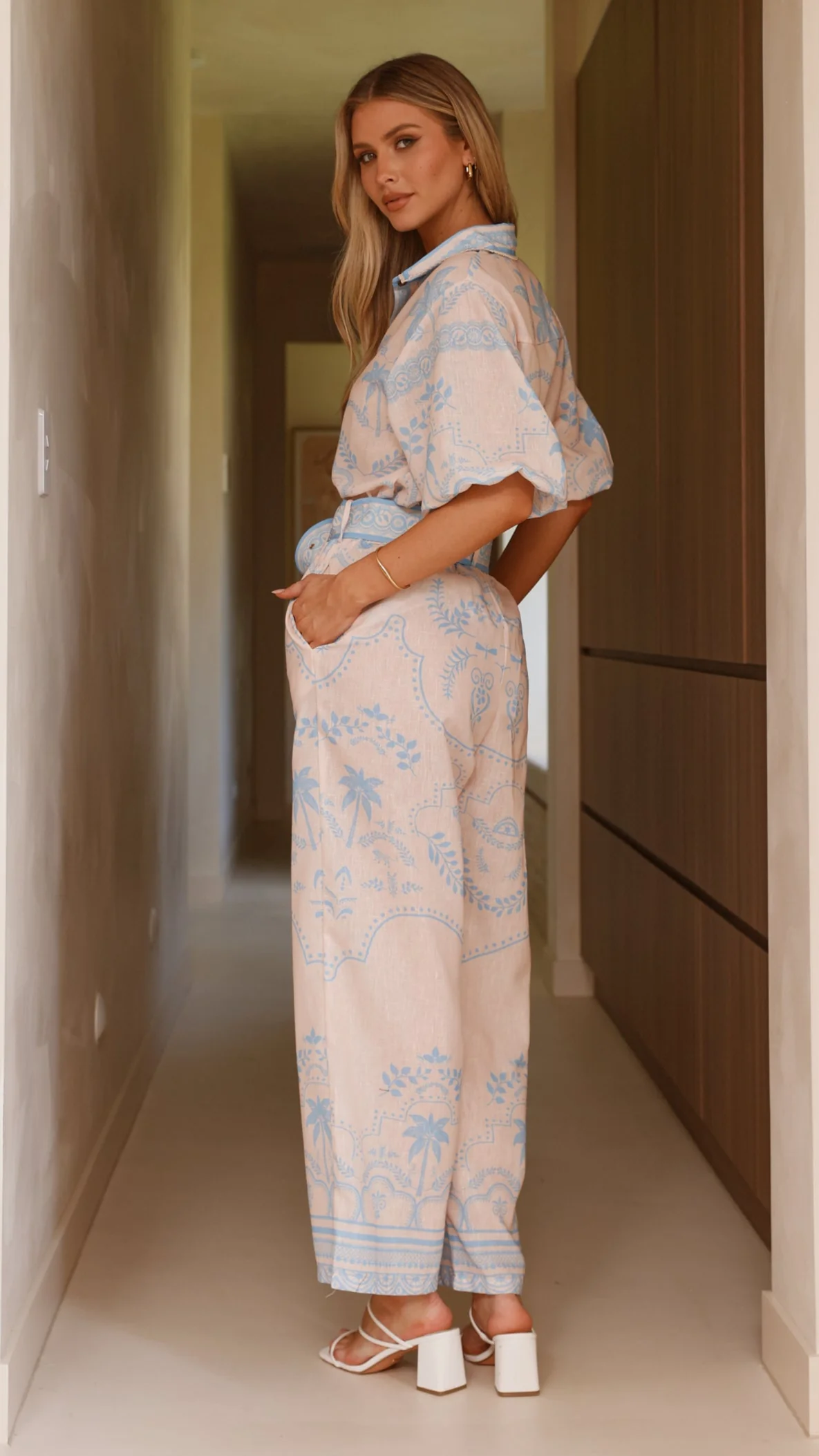 Xander Wide Leg Pants - Blue - Image 2