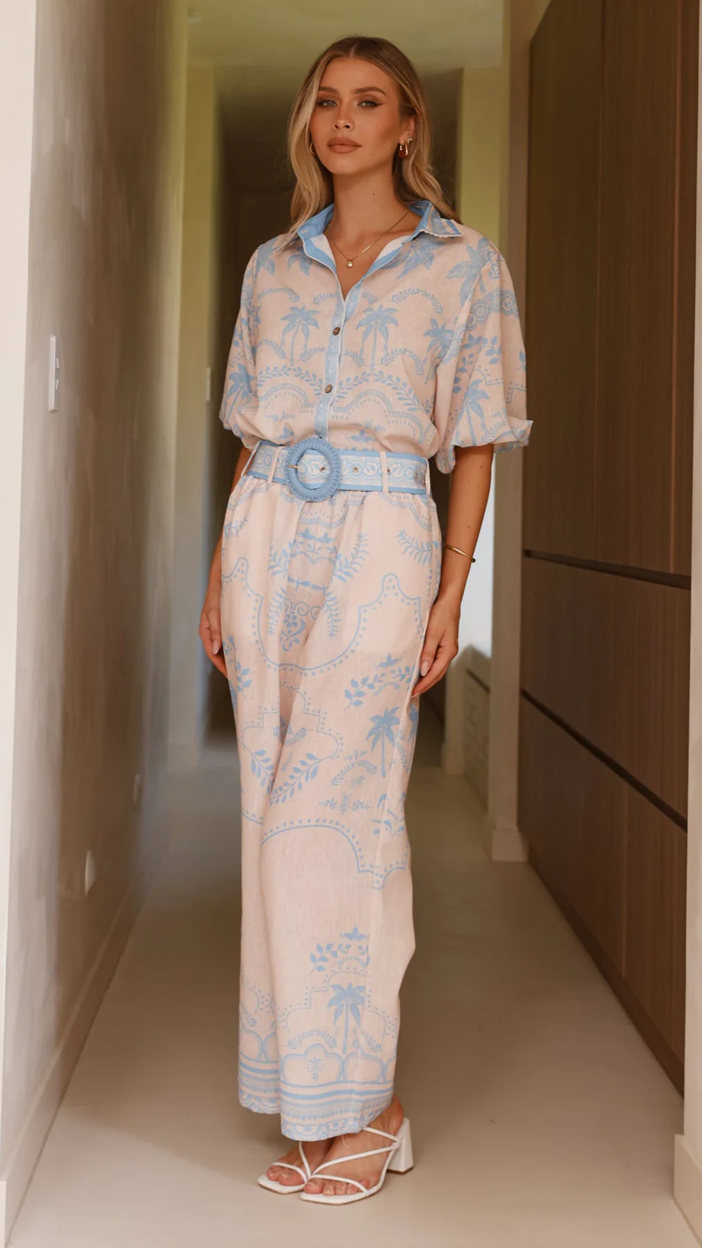 Xander Wide Leg Pants - Blue - Image 5
