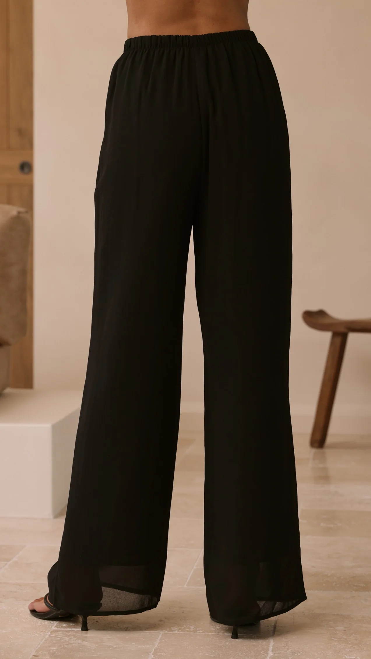 Zabrina Semi Sheer Strapless Top and Pants Set - Black - Image 12